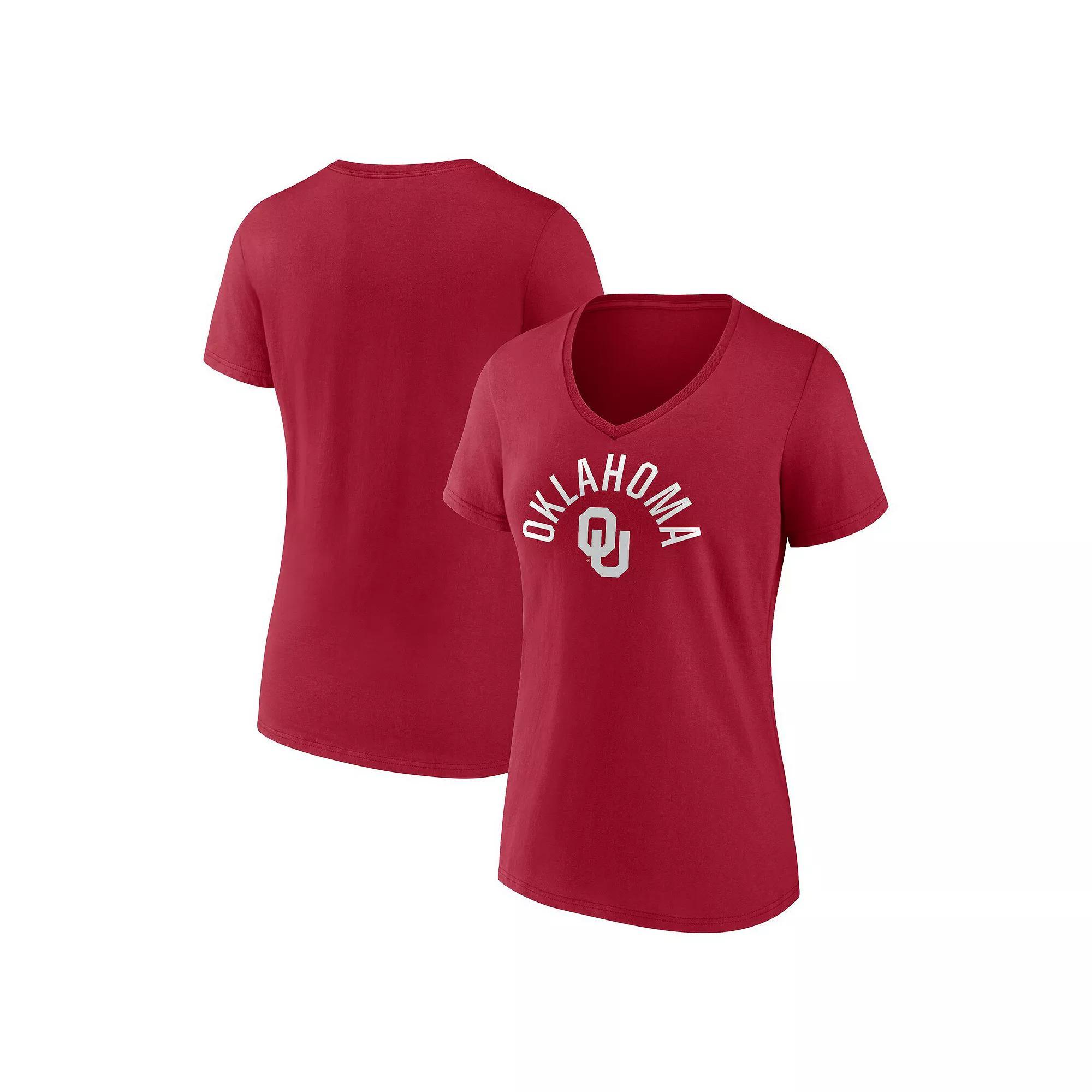Womens Fanatics Crimson Oklahoma Sooners Team Logo V-Neck T-Shirt Product Image