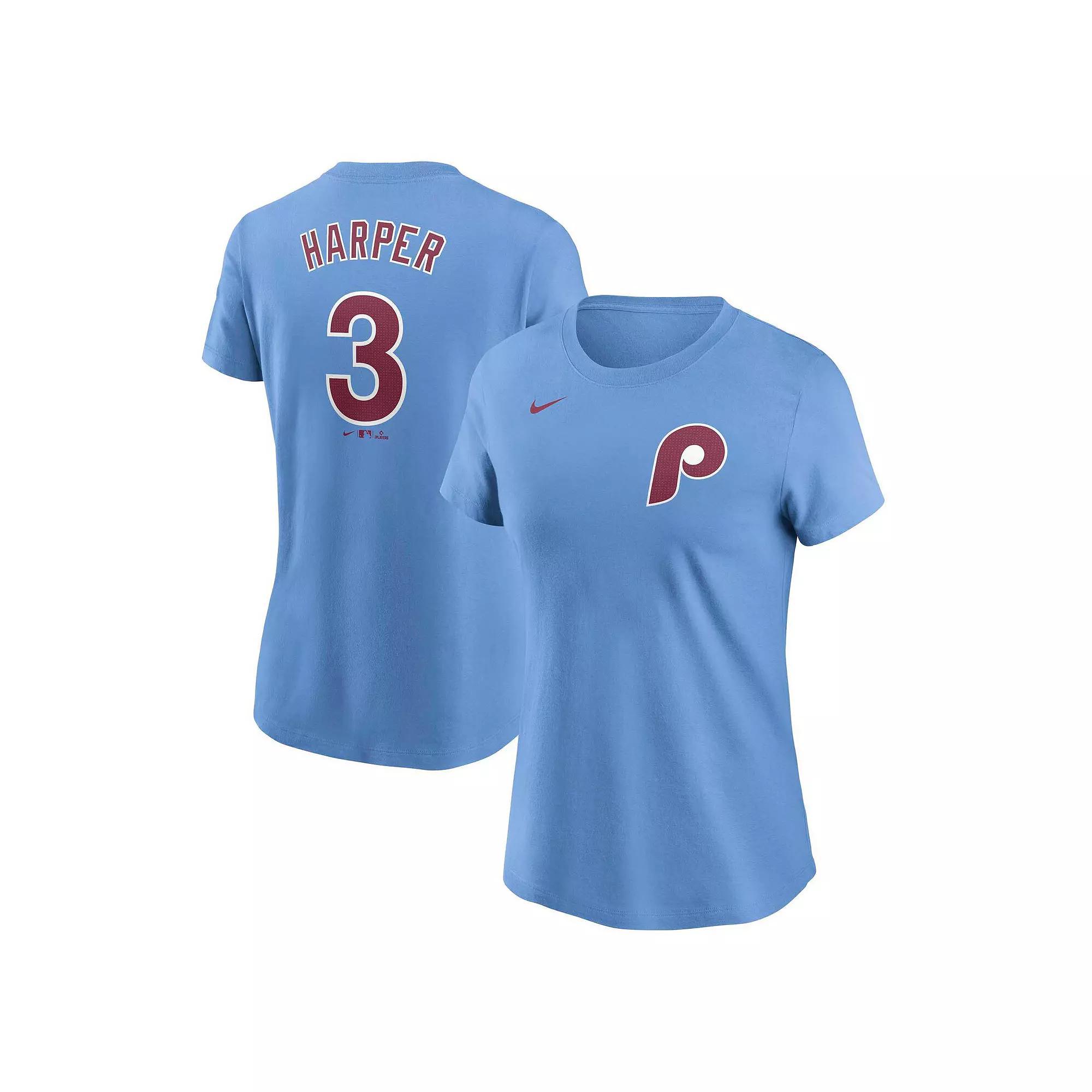 Women's Nike Bryce Harper Light Blue Philadelphia Phillies Fuse Name & Number T-Shirt, Size: Medium Product Image