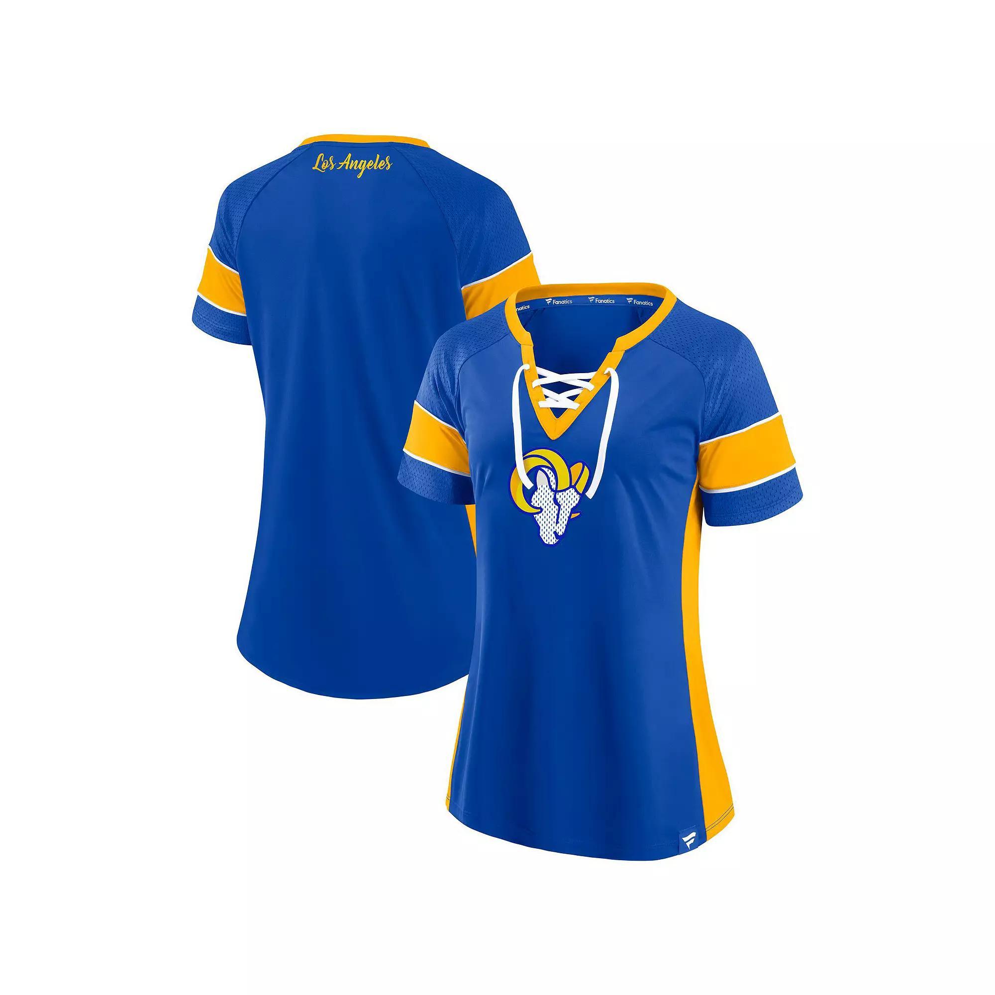 Women's Fanatics  Royal Los Angeles Rams Athena Lace-Up Top, Size: 2XL, Blue Product Image