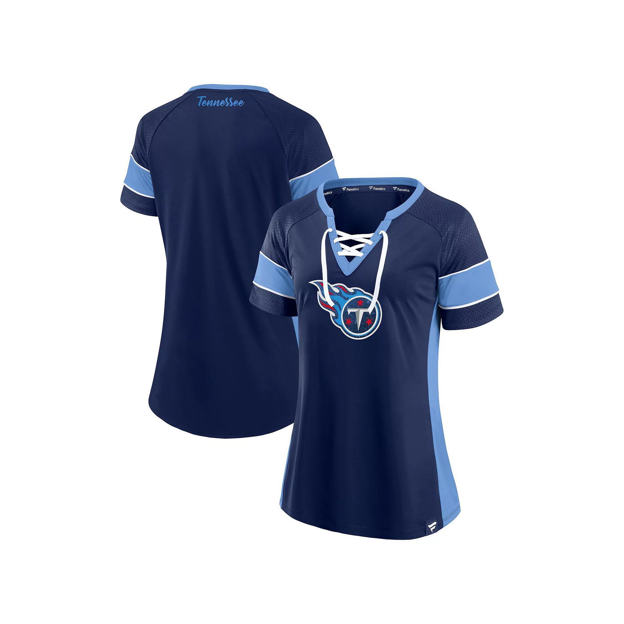 Women's Fanatics  Navy Tennessee Titans Athena Lace-Up Top, Size: 3XL, Blue Product Image