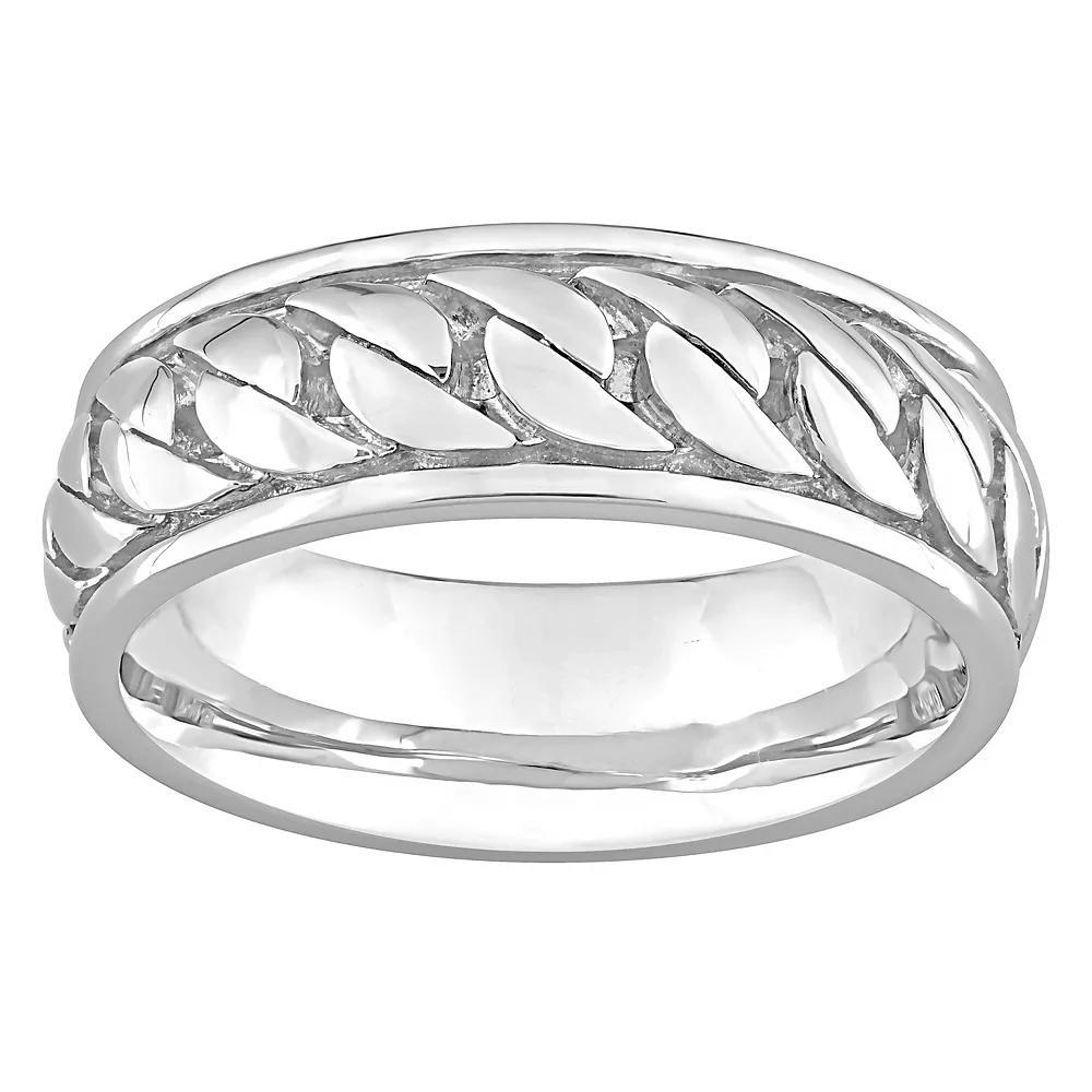 Stella Grace Men's Sterling Silver Ribbed Design Ring, Size: 10 Product Image