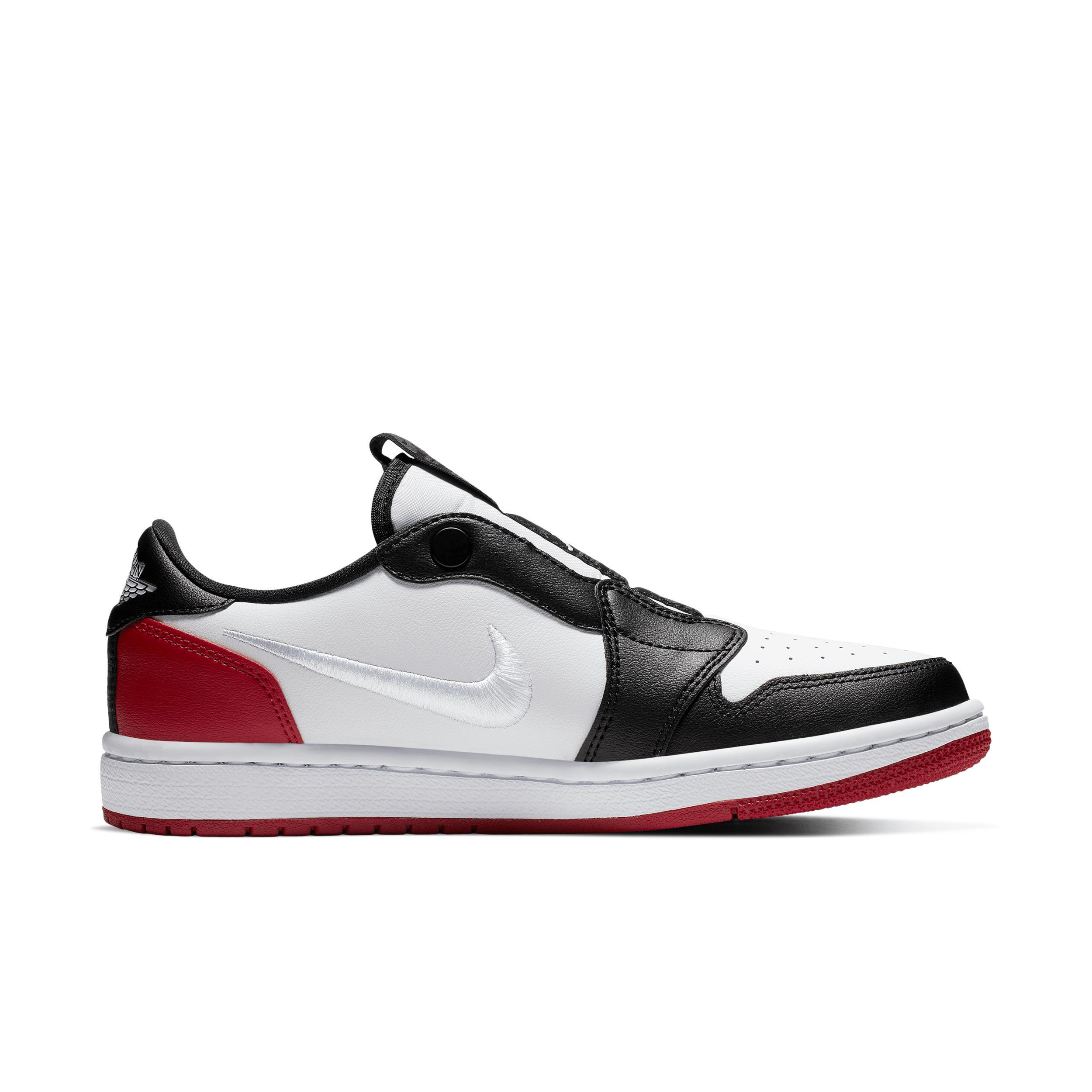 Jordan Womens Jordan Retro 1 Low Slip WMNS - Womens Basketball Shoes White/Black/Gym Red Product Image