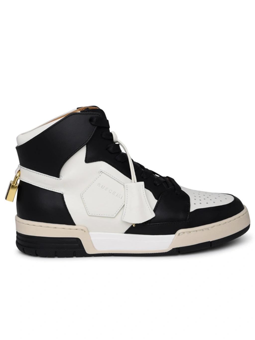 BUSCEMI Man Sneakers Black Size 13 Soft Leather In White Product Image
