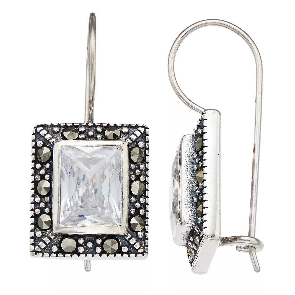 Tori Hill Marcasite & Crystal Square Drop Earrings, Women's, Silvertone Product Image