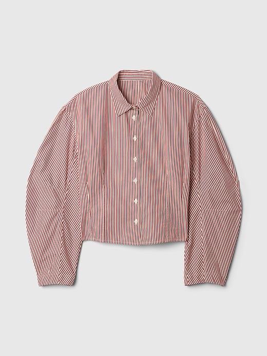 Organic Cotton Poplin Barrel-Sleeve Cropped Shirt Product Image