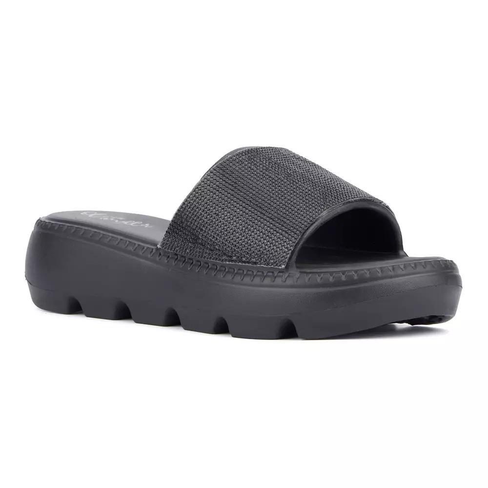 Olivia Miller Women's Glitter Gaze Slide Sandals, Size: 8, Black Product Image