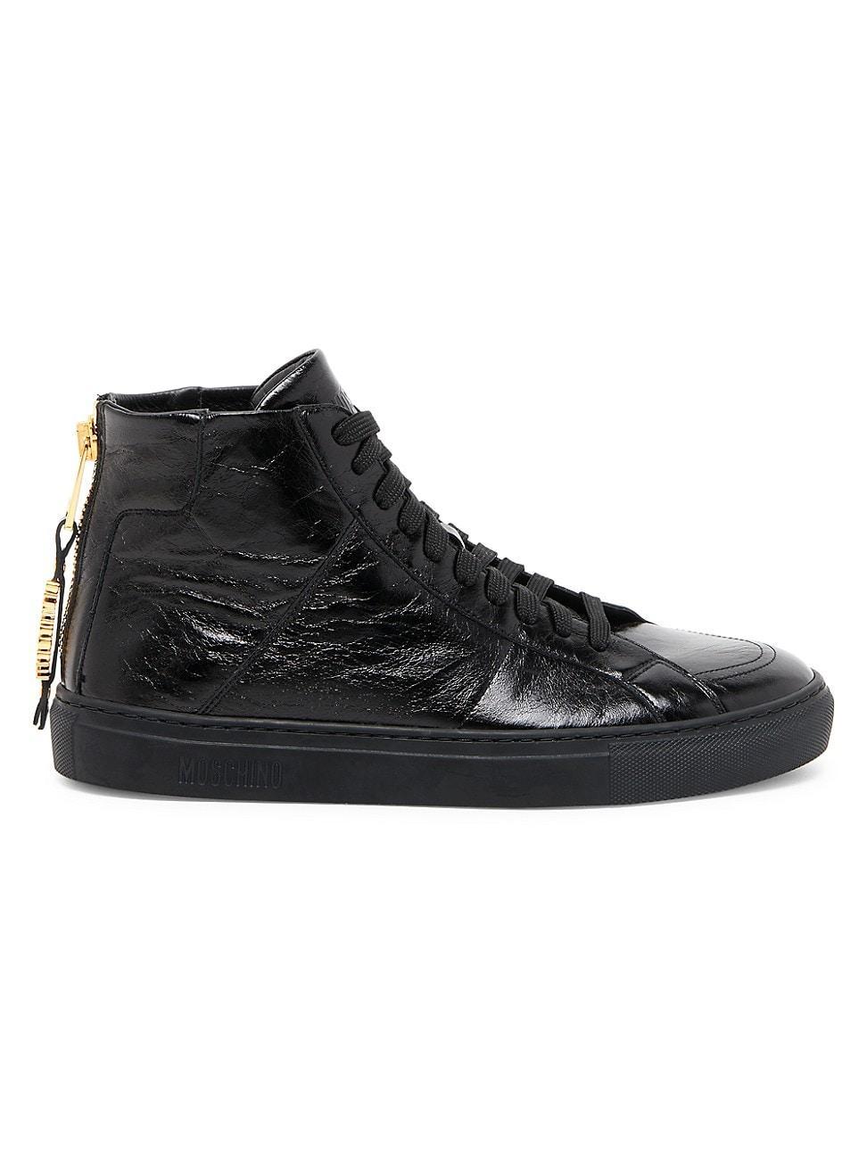 Mens Leather Zip High-Top Sneakers Product Image