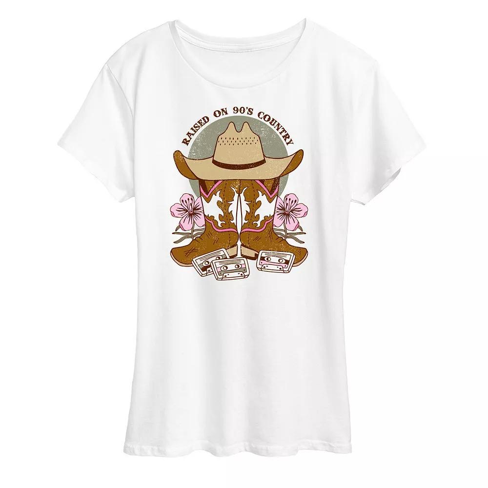 Women's Raised On 90's Country Graphic Tee, Size: Small, Grey Gray Product Image