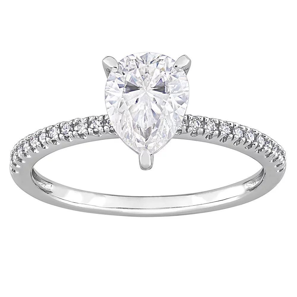 Stella Grace 14k White Gold 1 1/4 Lab-Created Moissanite & 1/10 Carat T.W Diamond Engagement Ring, Women's, Size: 6 Product Image