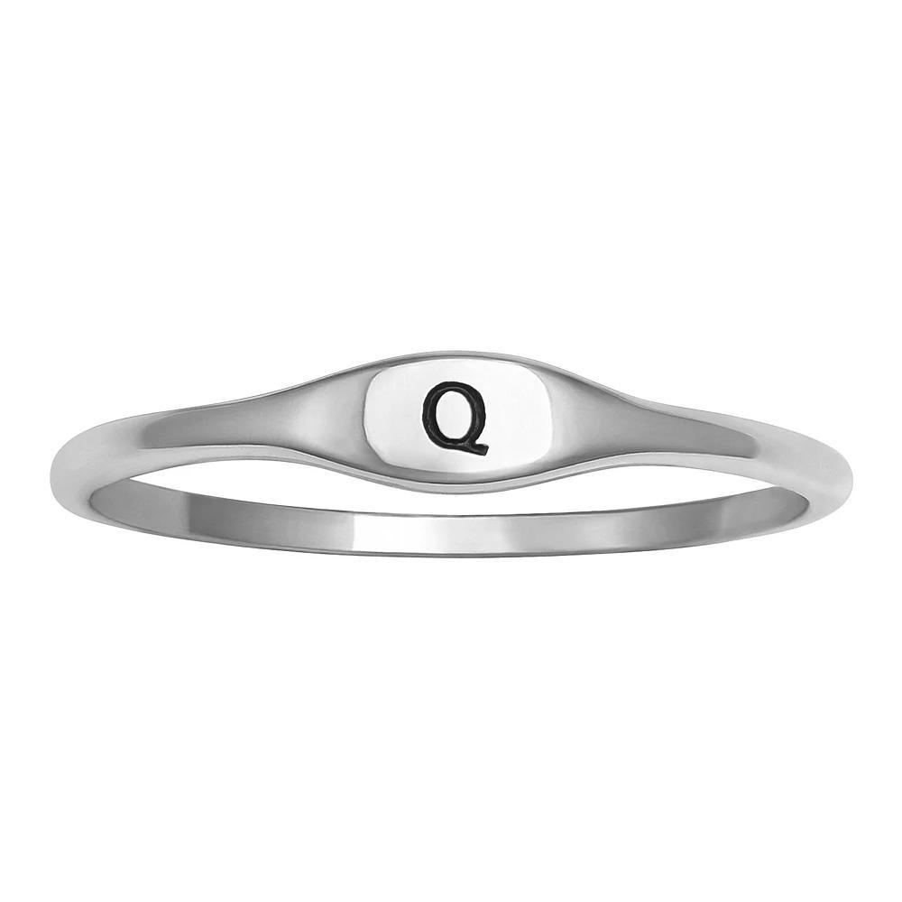 PRIMROSE Polished Oval Oxidized Initial Ring, Womens Gold Tone W Product Image