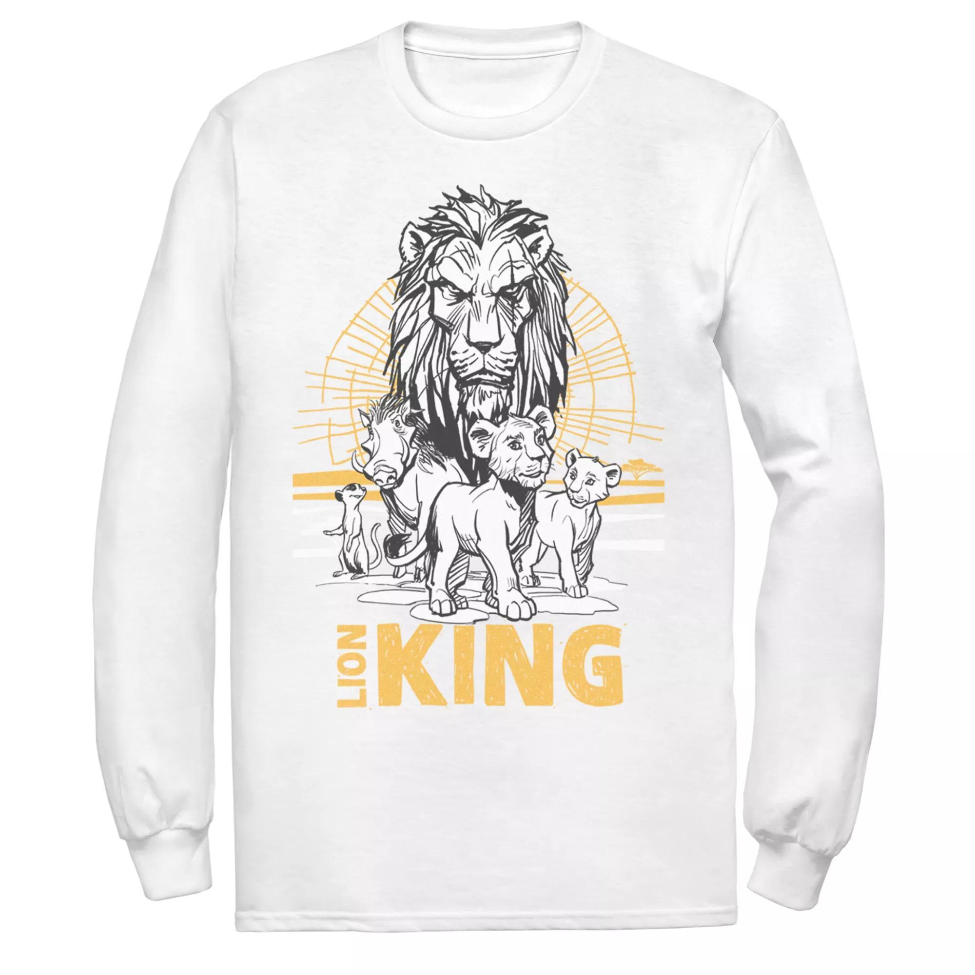 Disney's The Lion King Men's Scar, Simba & Nala Long Sleeve Graphic Tee, Size: Medium, Black Product Image