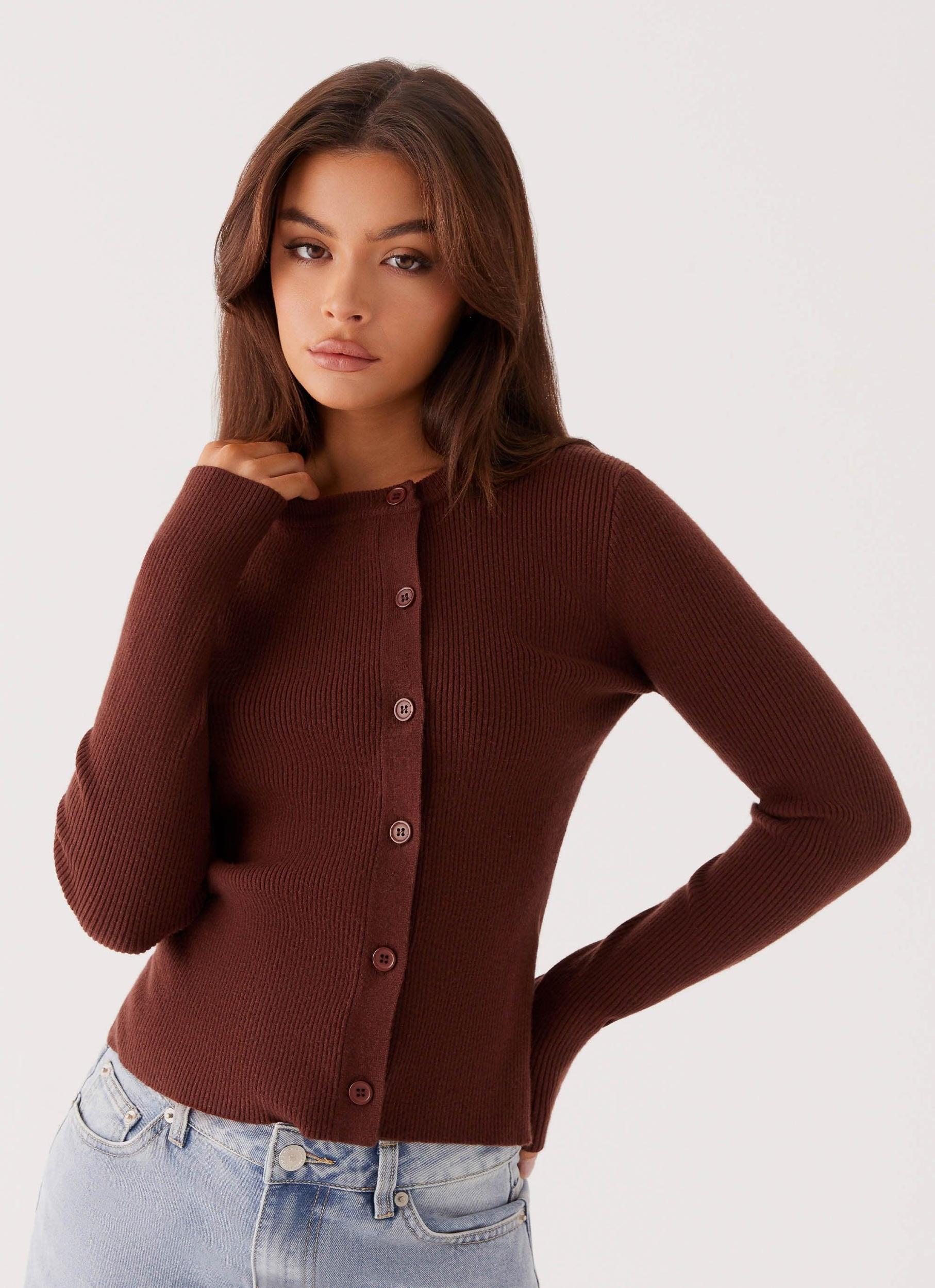 Rubi Knit Long Sleeve Top - Chocolate Product Image