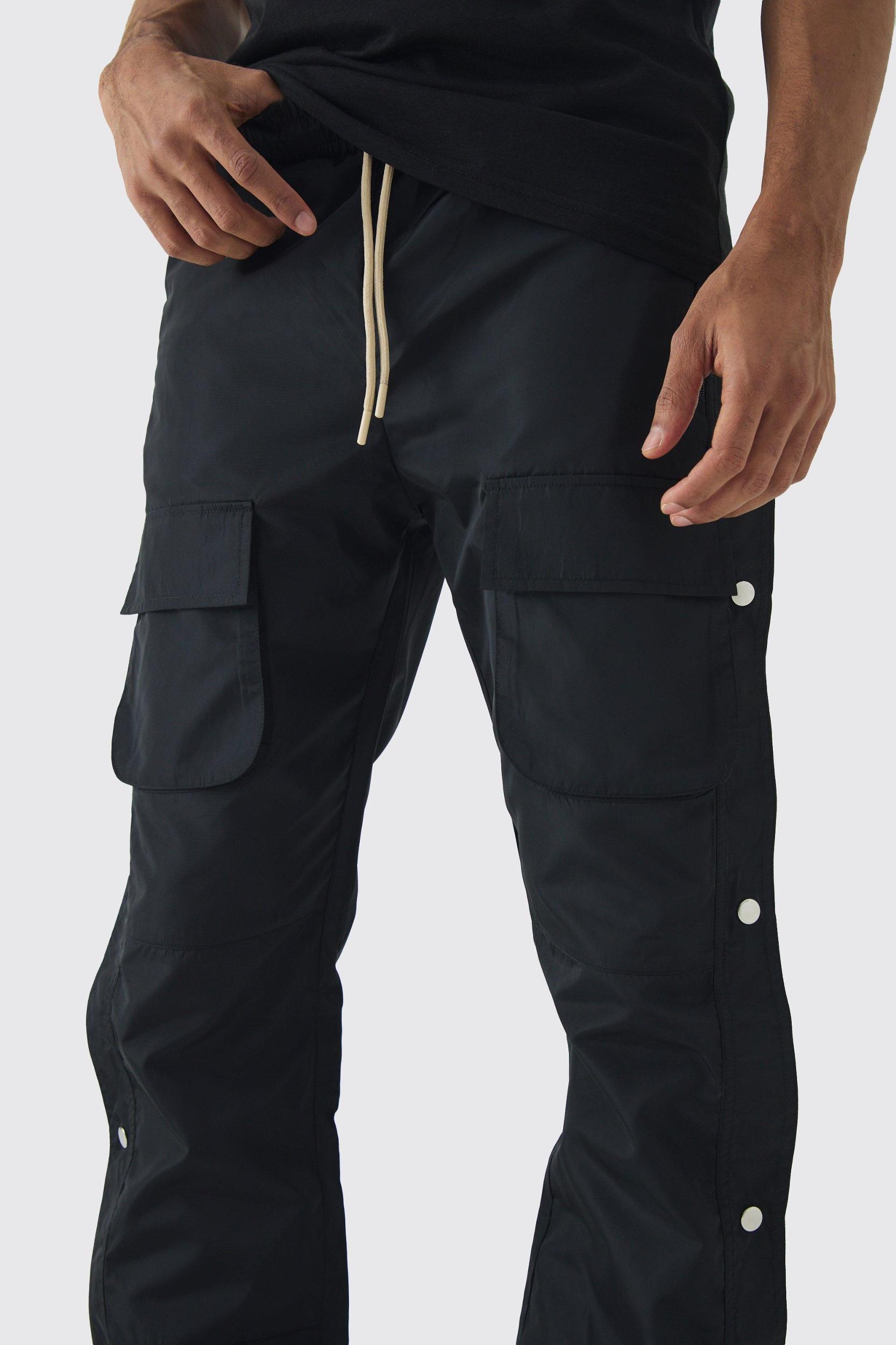 Elasticated Waist Slim Flare Stacked Cargo Pants | boohooMAN USA Product Image