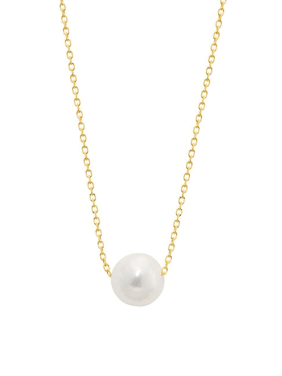 Womens 14K Yellow Gold & Pearl Pendant Necklace Product Image