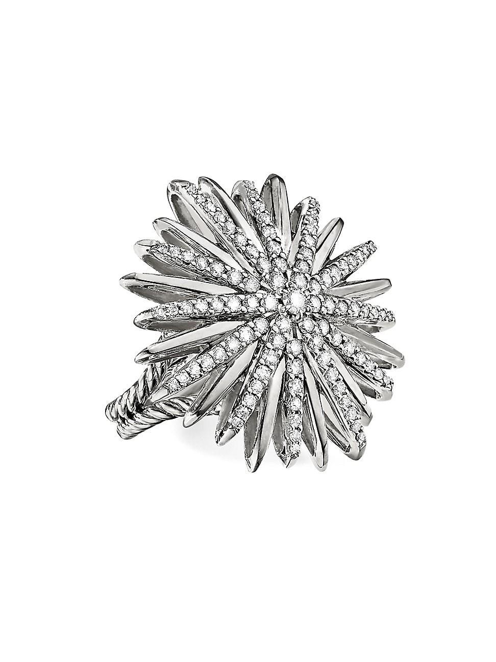 Womens Starburst Ring in Sterling Silver Product Image