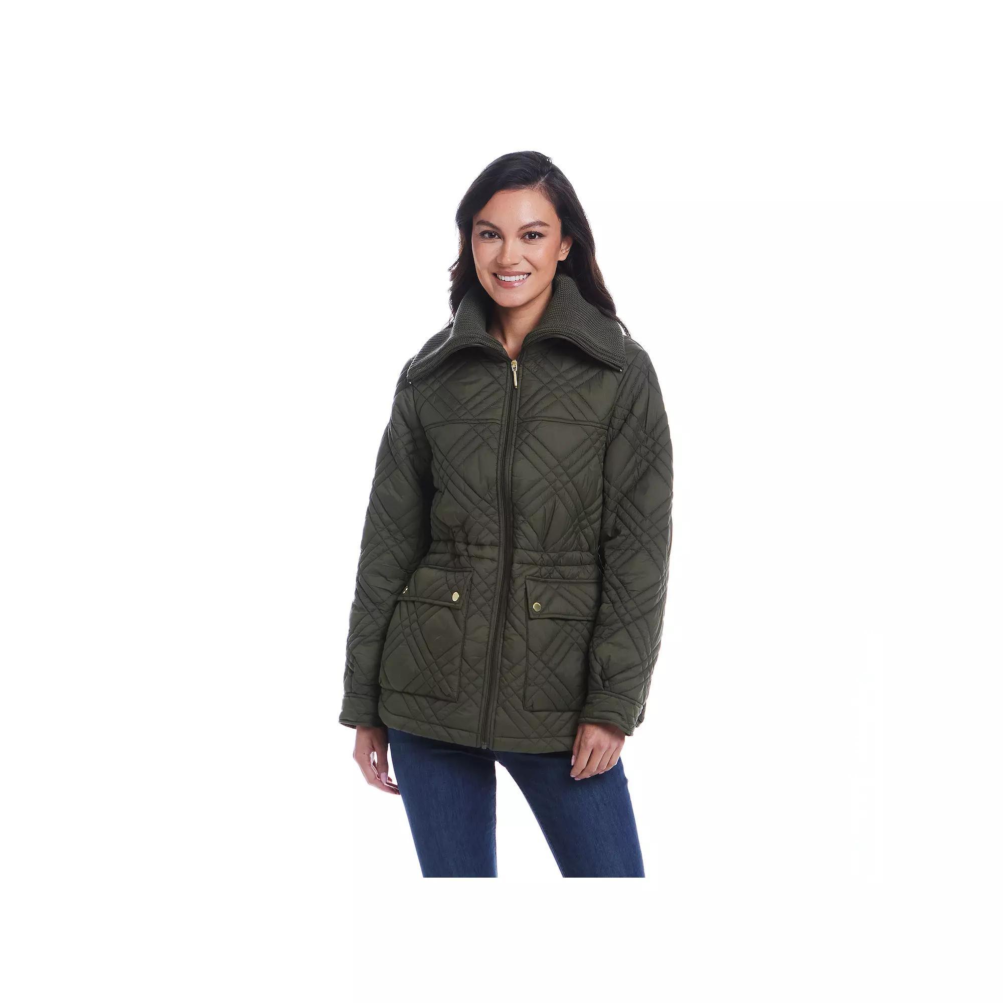 Women's Weathercast Wide Collar Quilted Anorak Jacket, Size: XL, Blue Product Image