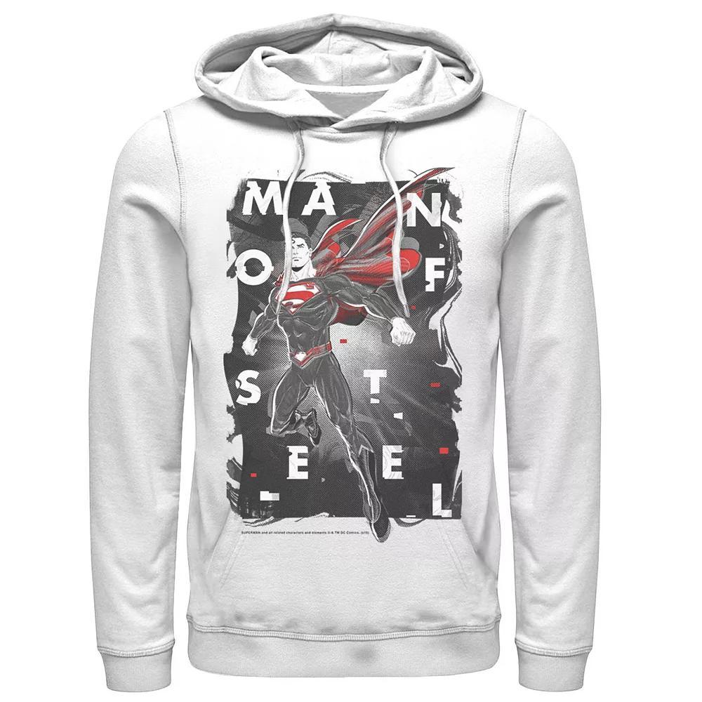 Men's DC Comics Superman Man Of Steel Glitch Poster Hoodie, Size: XL, White Product Image