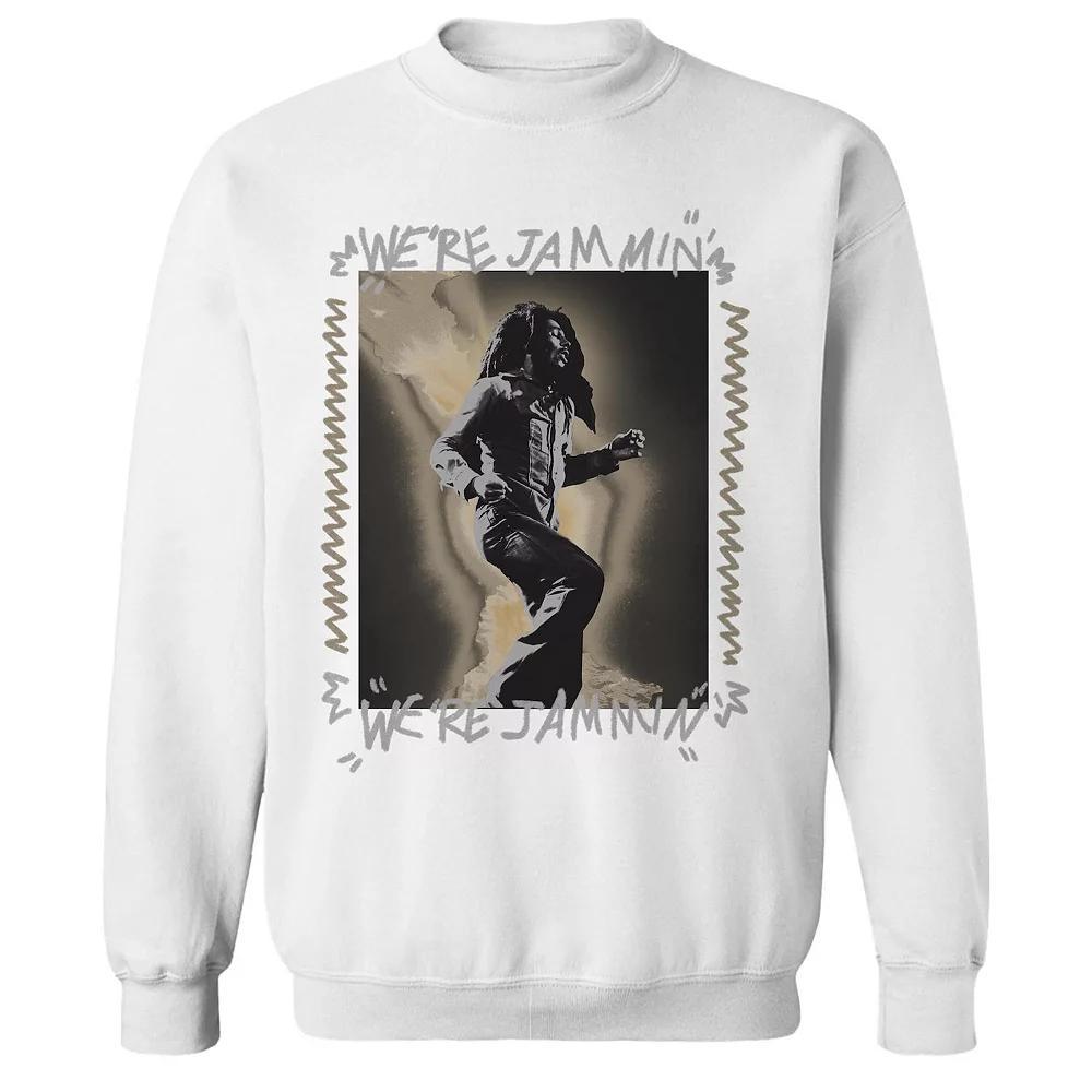 Junior's Bob Marley Were Jammin' Graphic Fleece Sweatshirt, Women's, Size: Large, White Product Image