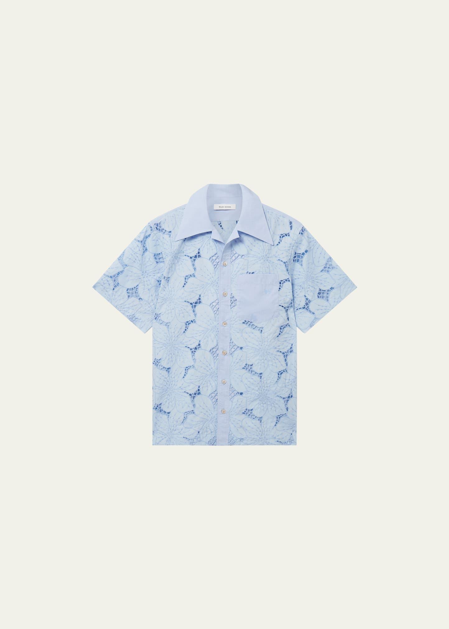 Mens Floral Lace Bowling Shirt Product Image