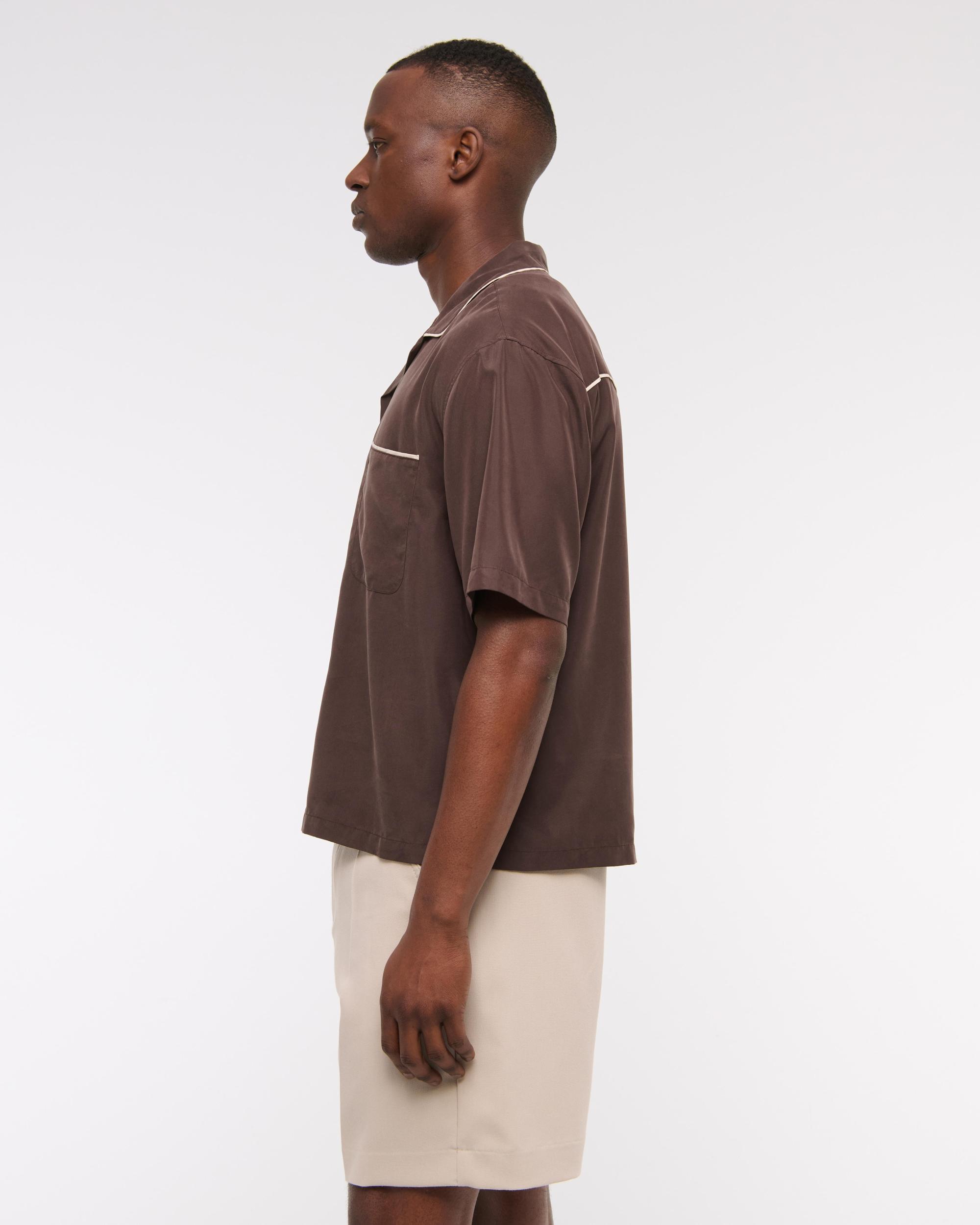 Camp Collar Cropped Cupro Shirt Product Image