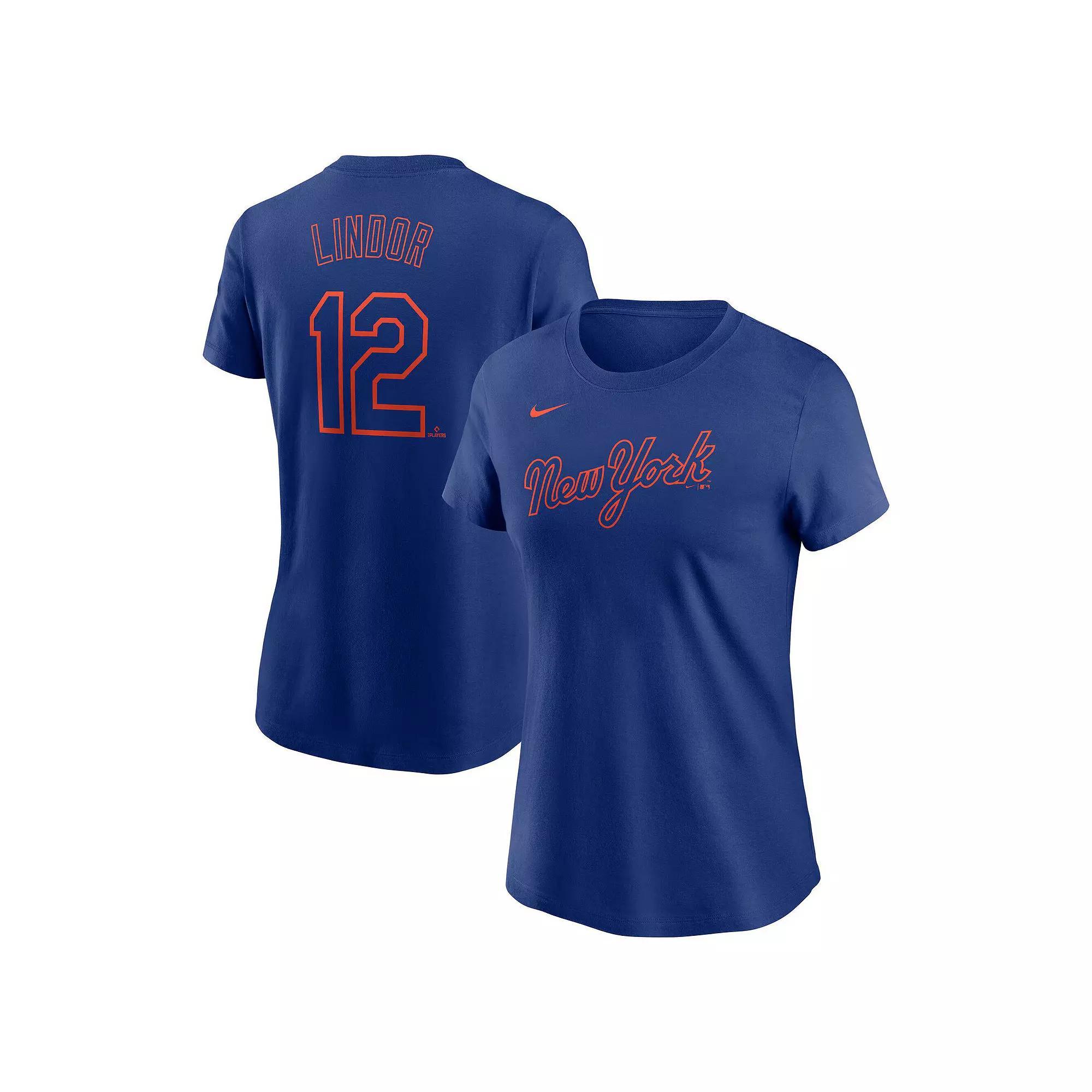 Women's Nike Francisco Lindor Royal New York Mets Fuse Name & Number T-Shirt, Size: 2XL, Blue Product Image