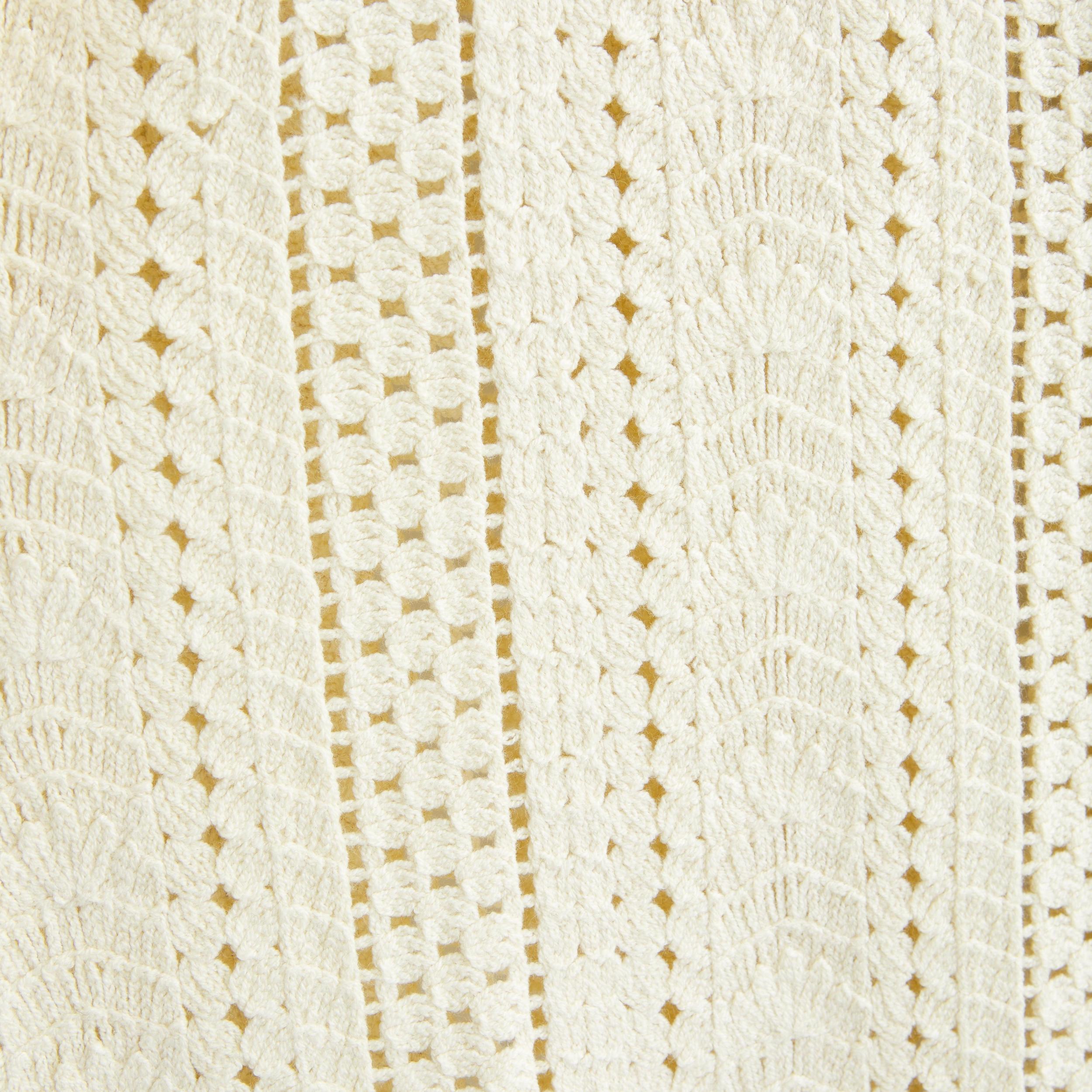 Crochet-Style Geometric Pattern Button-Through Sweater Polo Product Image