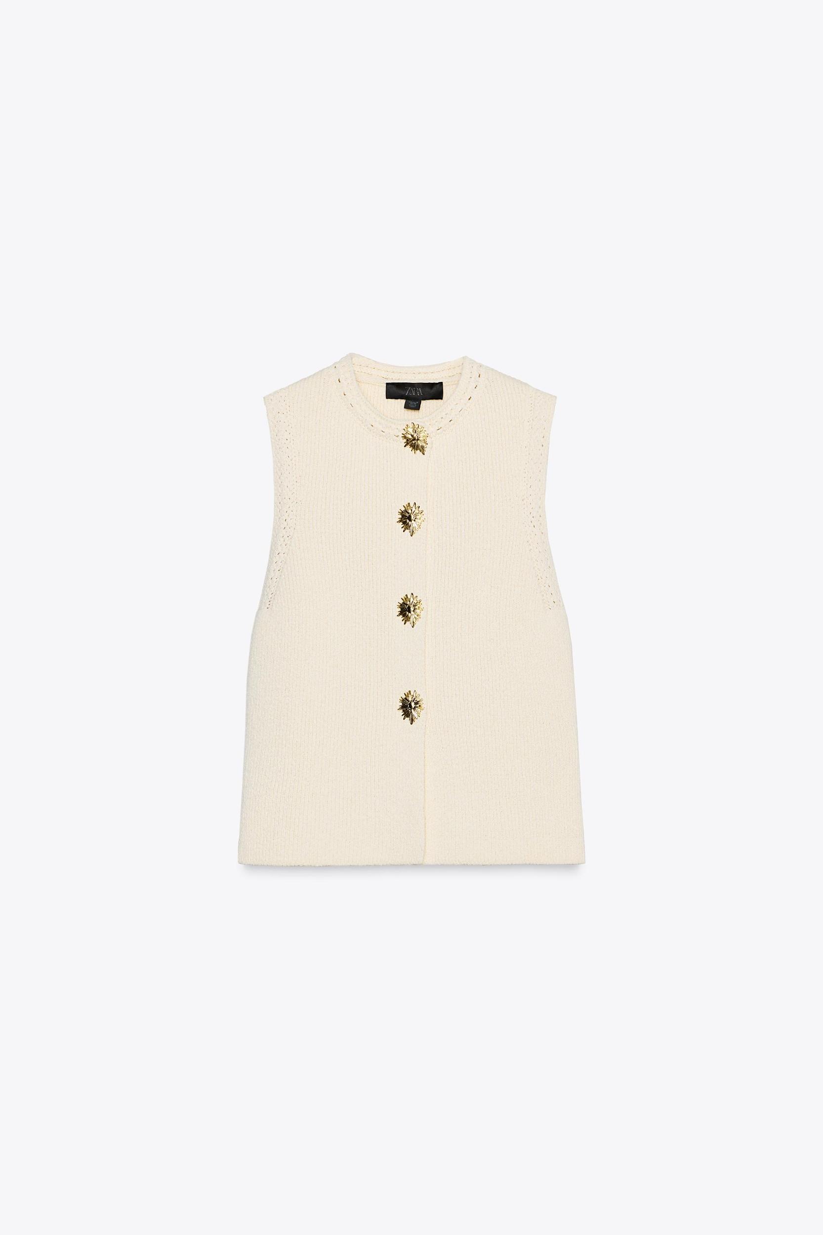 GOLD BUTTON KNIT TOP Product Image