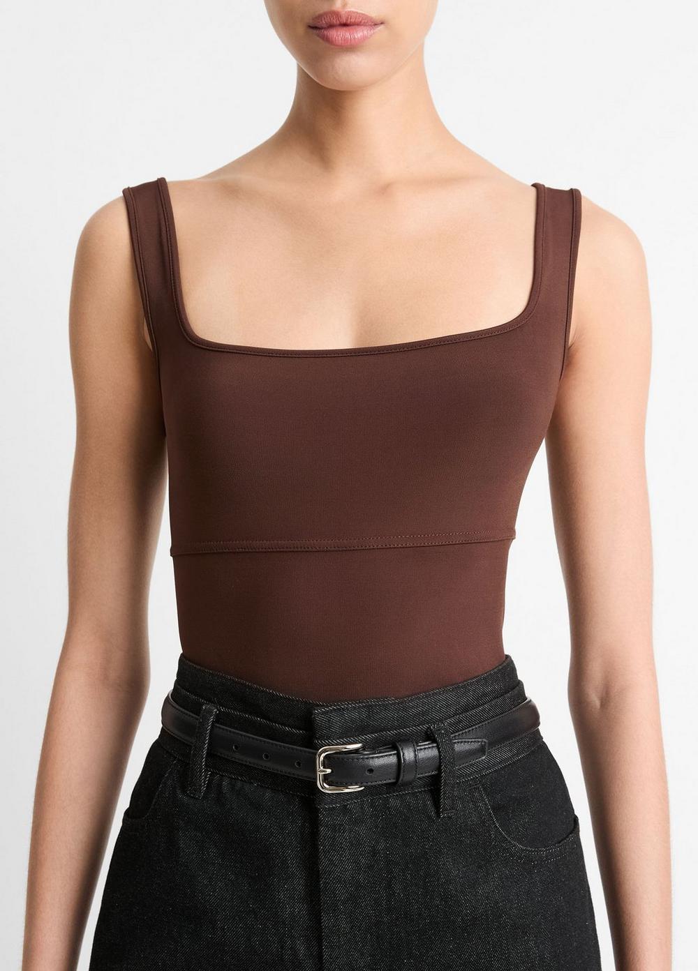 Womens Seamed Stretch-jersey Tank, Deep Walnut, Size XL Vince Product Image