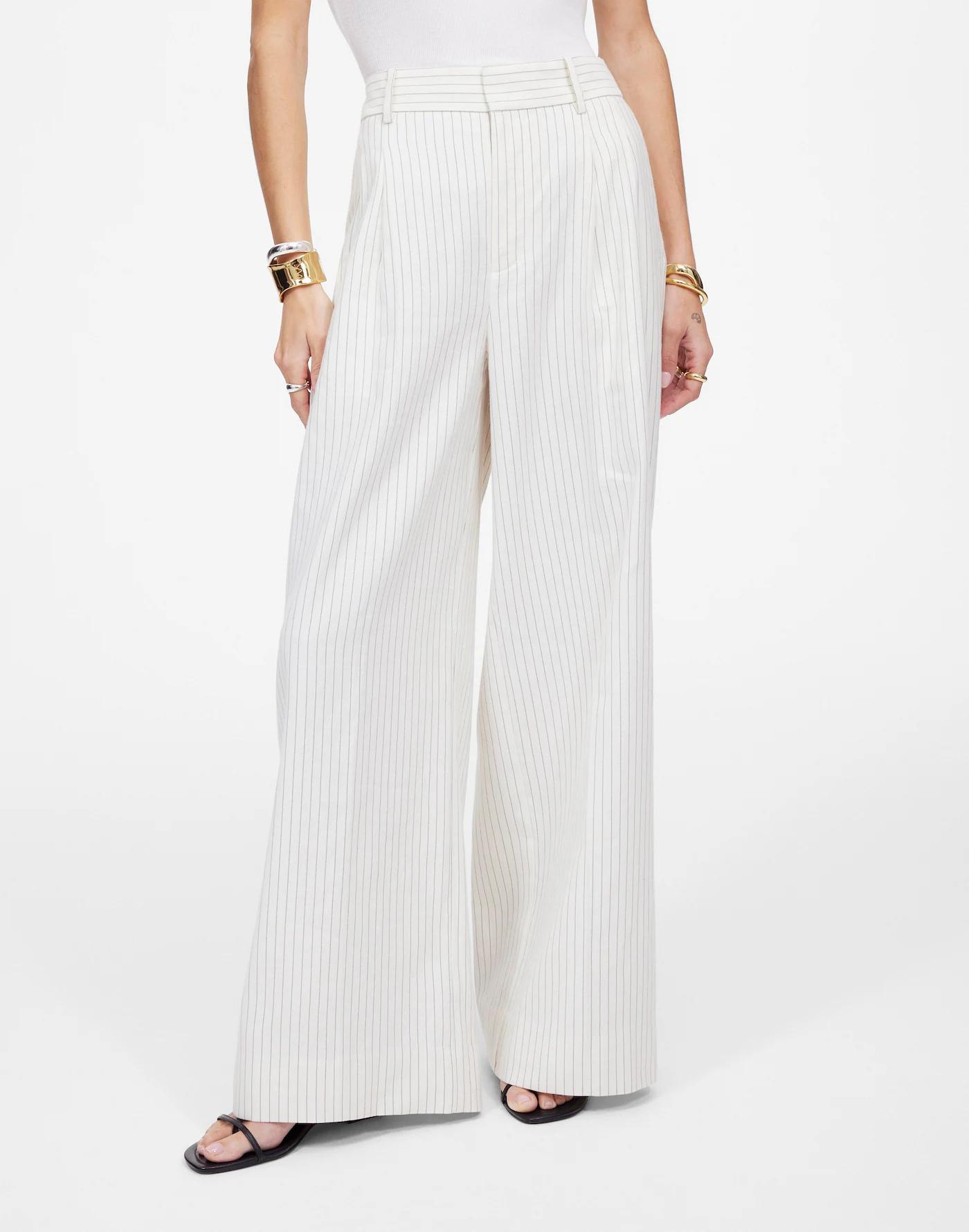 The Superwide-Leg Trouser in Pinstripe Linen Blend Product Image