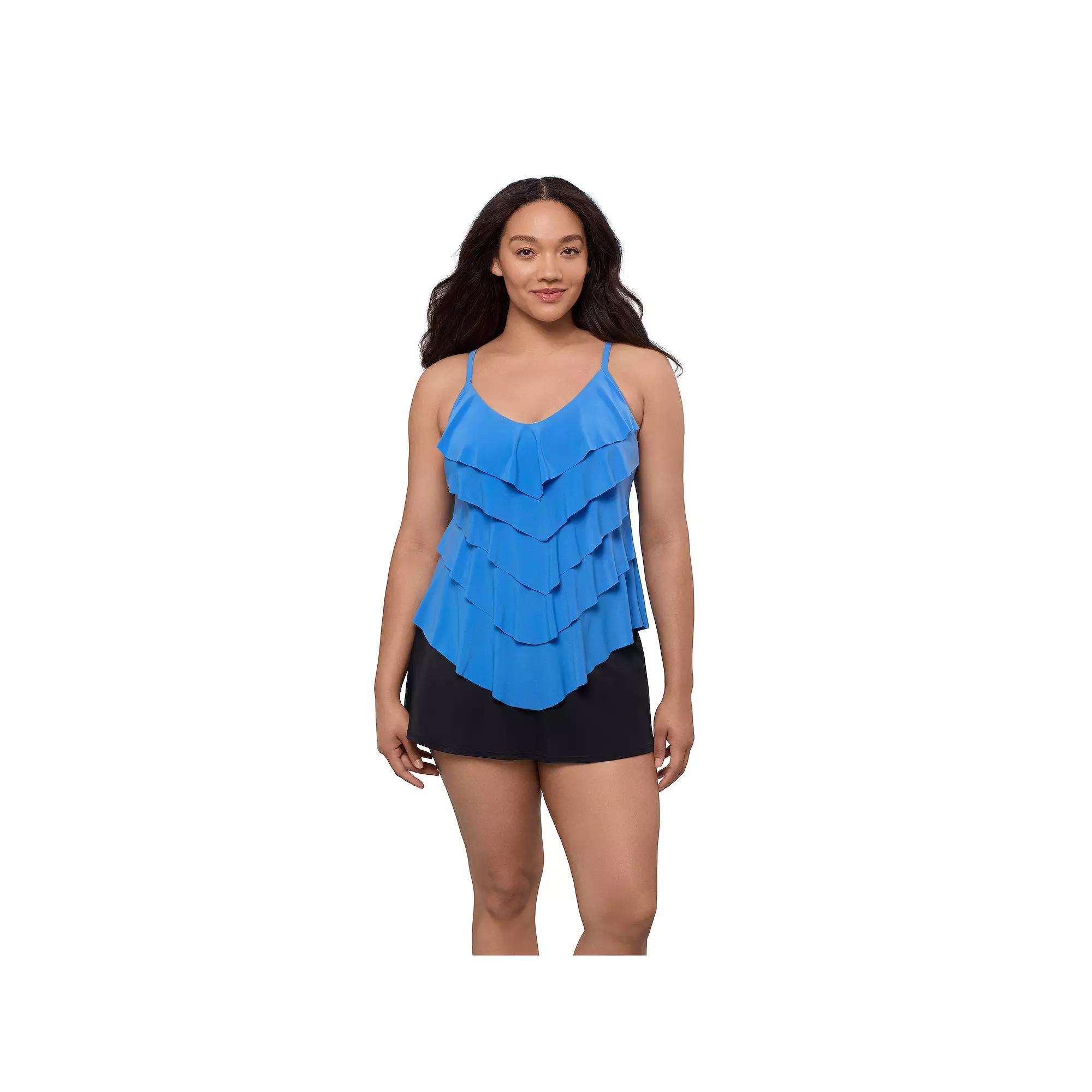 Women's Trimshaper Rachel Tankini Swimsuit Top, Size: 18, Blue Grotto Product Image