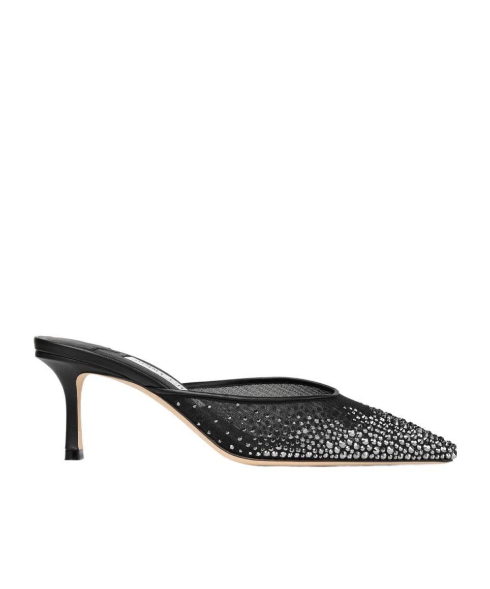 JIMMY CHOO Women's Vivi 65 Degrade Crystal Mesh Mules In Black Product Image