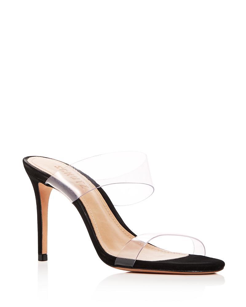 Schutz Womens Ariella Clear Strap High-Heel Slide Sandals Product Image