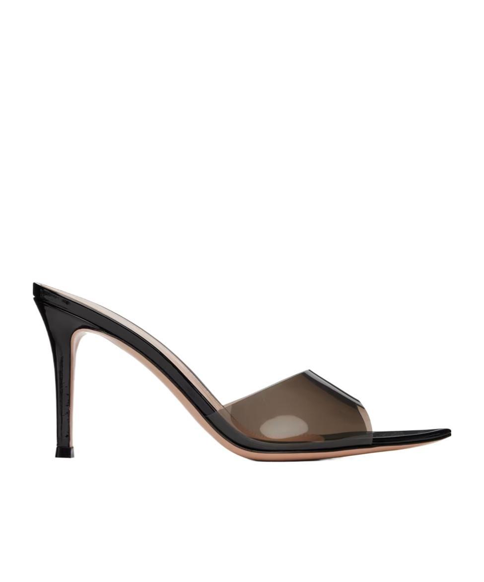 GIANVITO ROSSI Elle 85 Pvc And Patent-leather Mules In Black Product Image