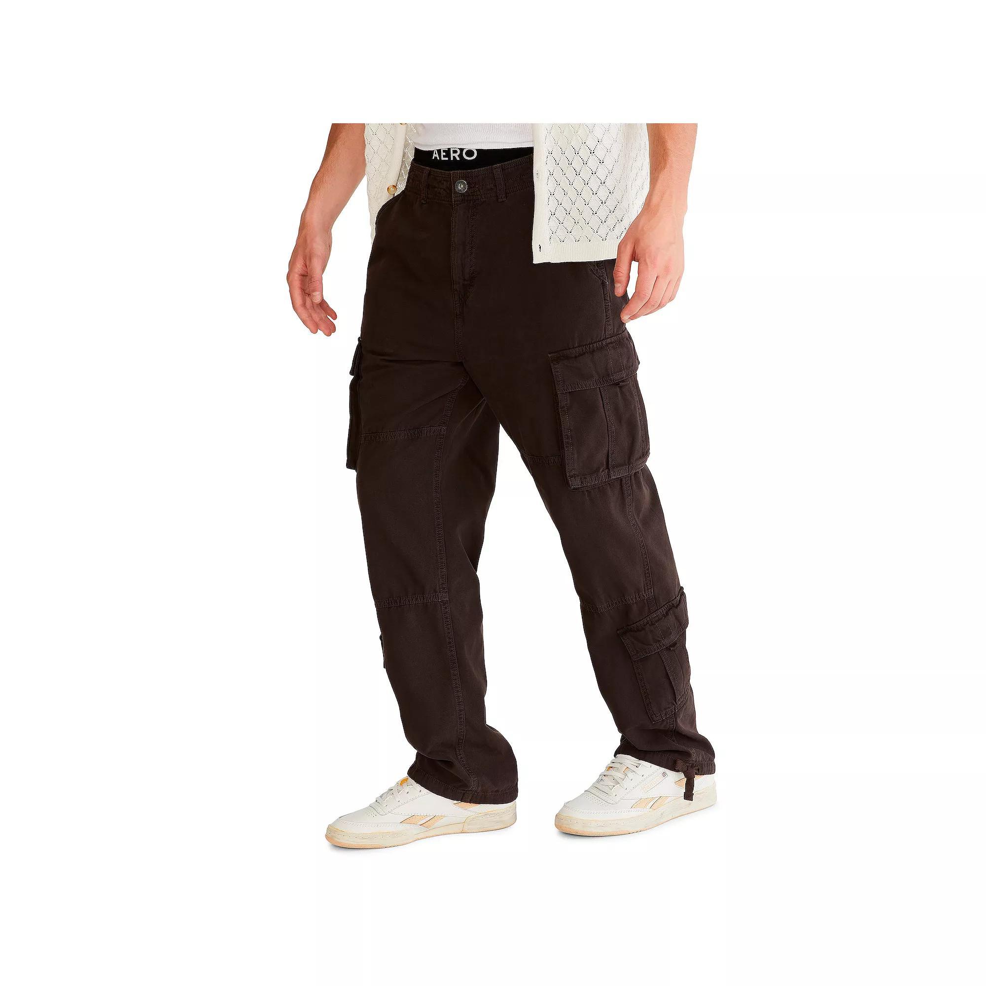Men's Aeropostale Baggy Cargo Pants, Size: XL, Moonless Black Product Image