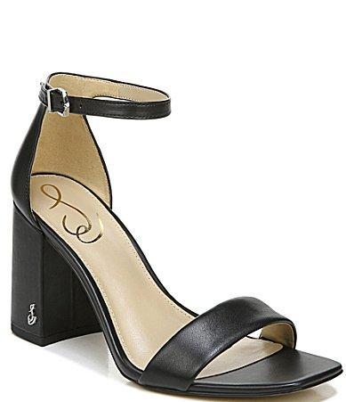 Sam Edelman Daniella Leather Ankle Strap Square Toe Dress Sandals Product Image