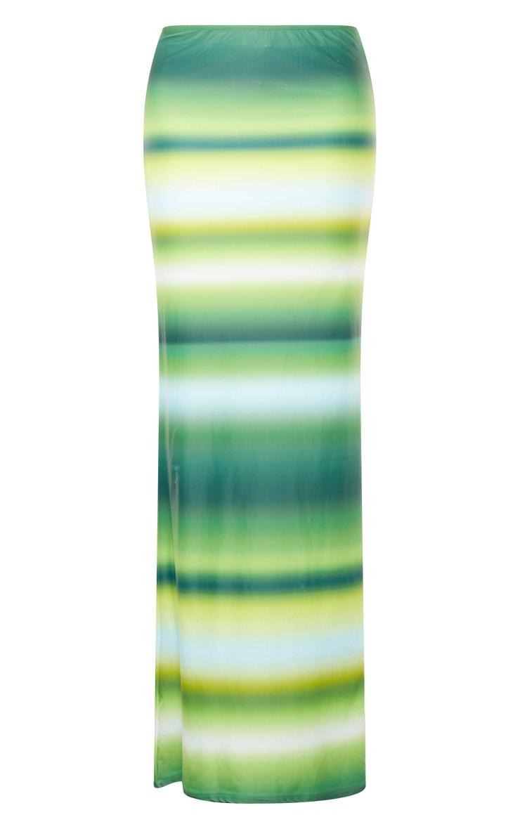 Green Ombre Printed Matte Sculpt Tie Waist Maxi Skirt Product Image