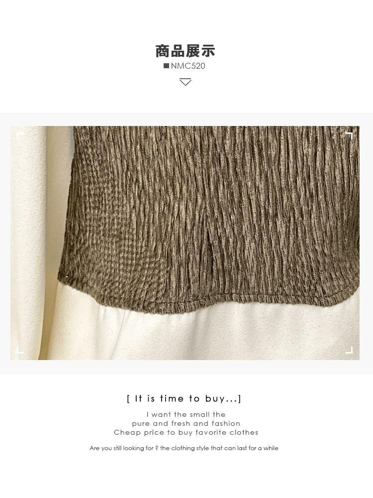 Ruffle-Trim Mock Two-Piece Loose Blouse in 5 Colors Product Image