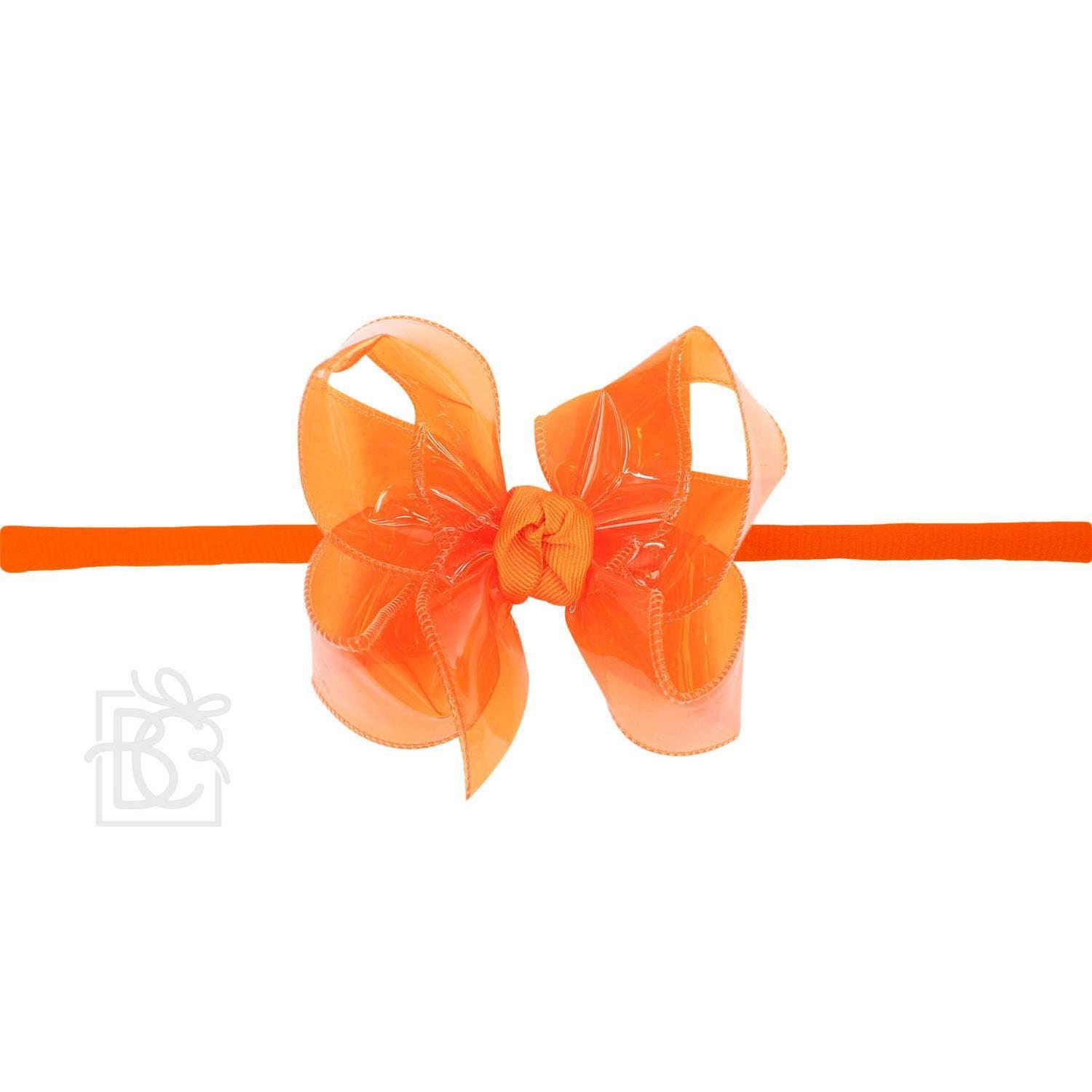 1/4" PANTYHOSE HEADBAND W/WATERPROOF BOW: 5.5" Huge - 2.5" Ribbon / AQUA Product Image