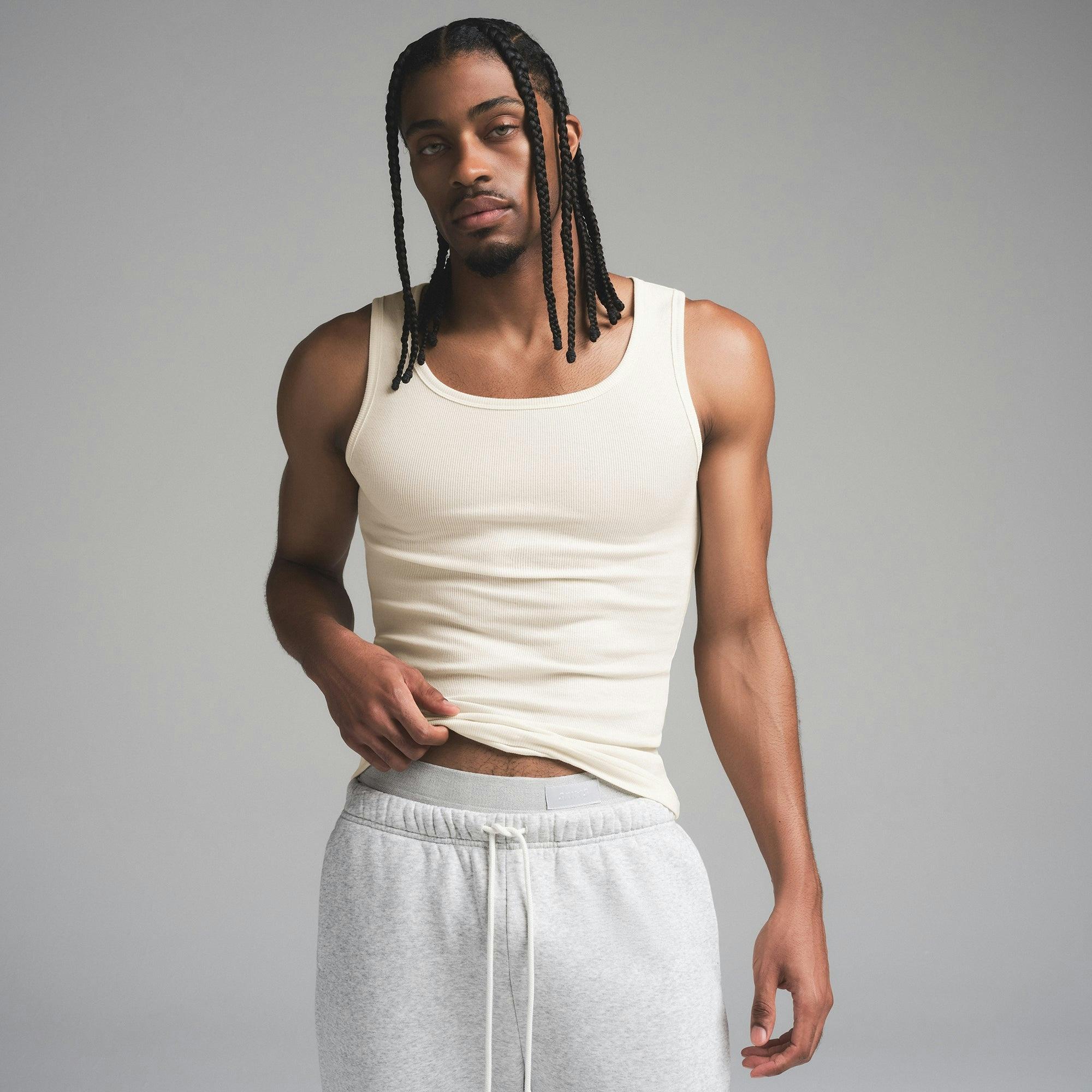 SKIMS COTTON MENS RIB TANK 3-PACK | ECRU MULTI Product Image