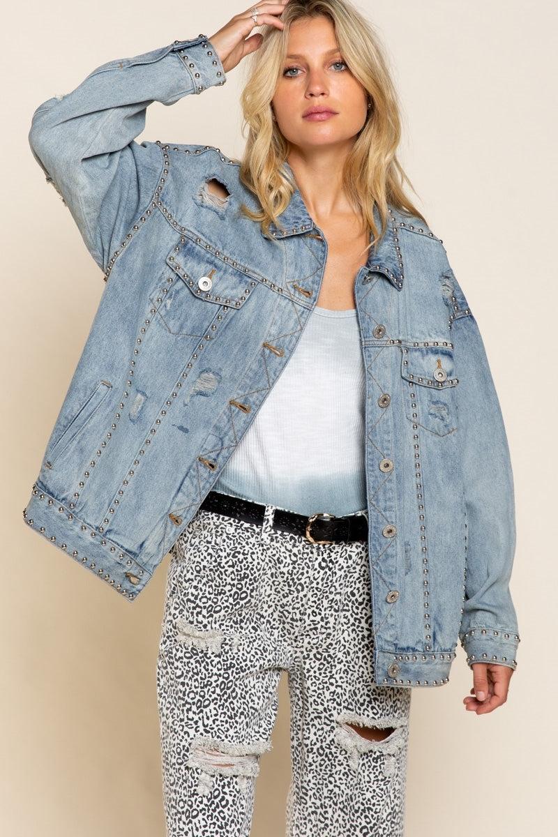 1137   Trudy Denim Studded Jacket Product Image