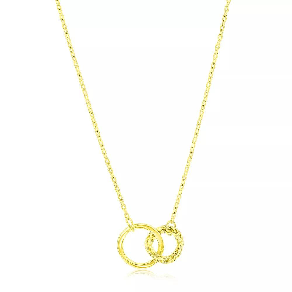 Argento Bella Sterling Silver Polished & Textured Double Circle Necklace, Women's, Size: 16-18" ADJ, Gold Tone Product Image