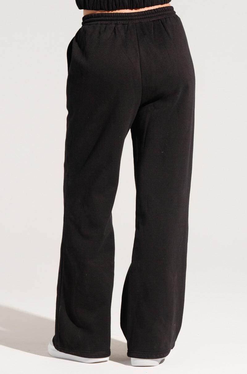 DEXTRA WIDE LEG SWEATPANT WITH RHINESTONE DETAIL Product Image