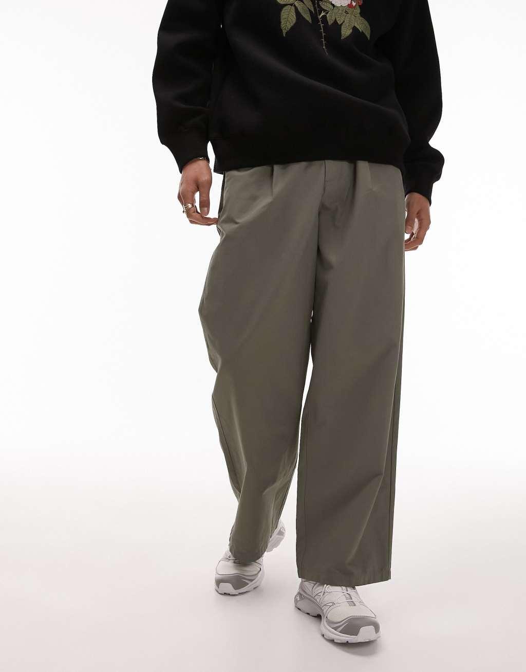Topman extra wide pants in khaki Product Image
