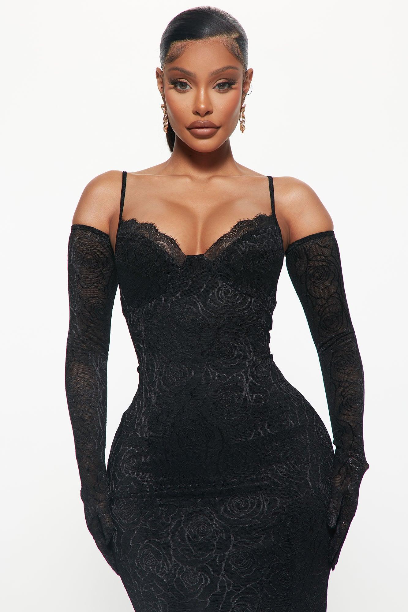 Romance Glove Dress Set - Black Product Image