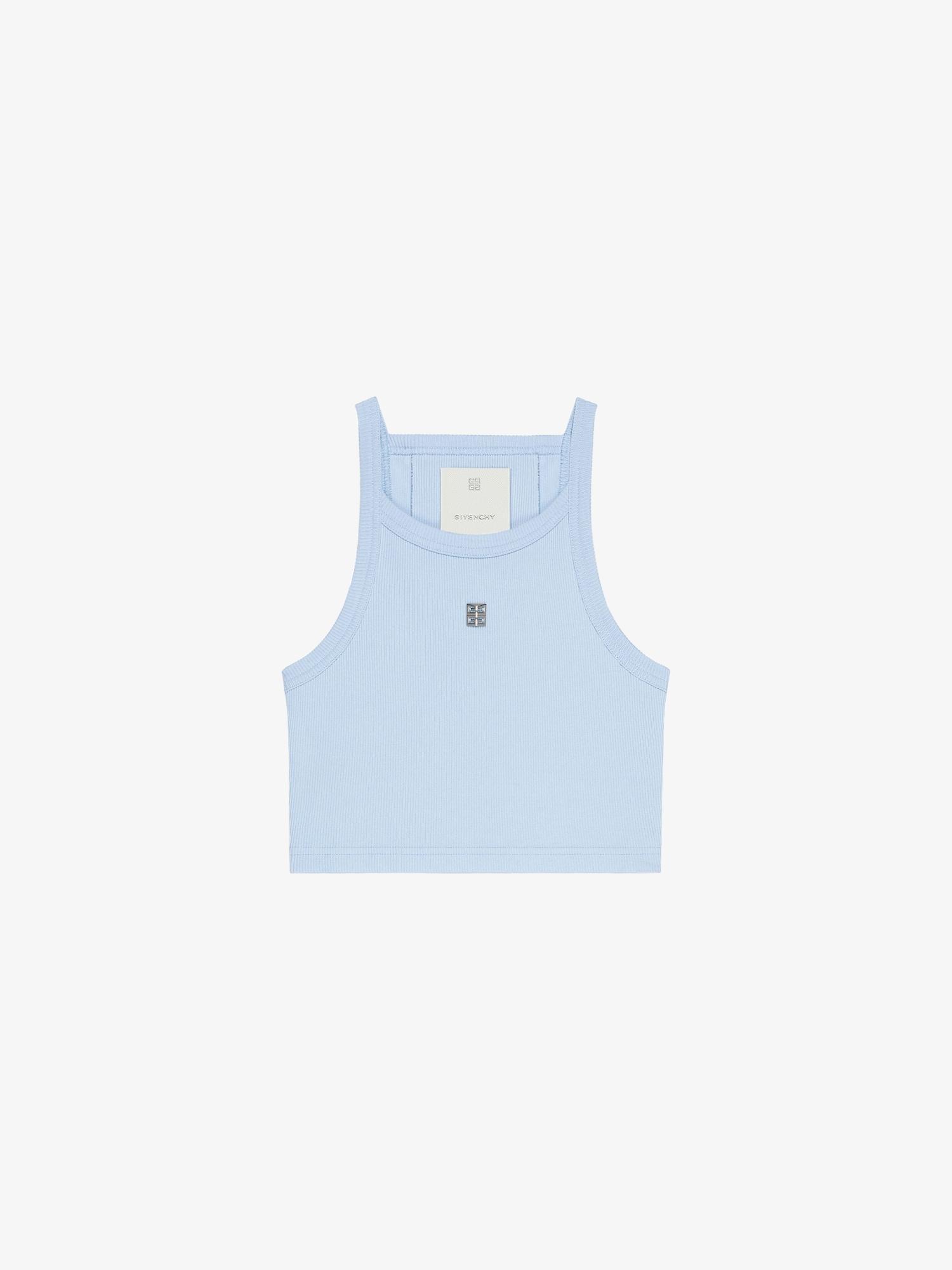 Cropped tank top in cotton with 4G detail Product Image
