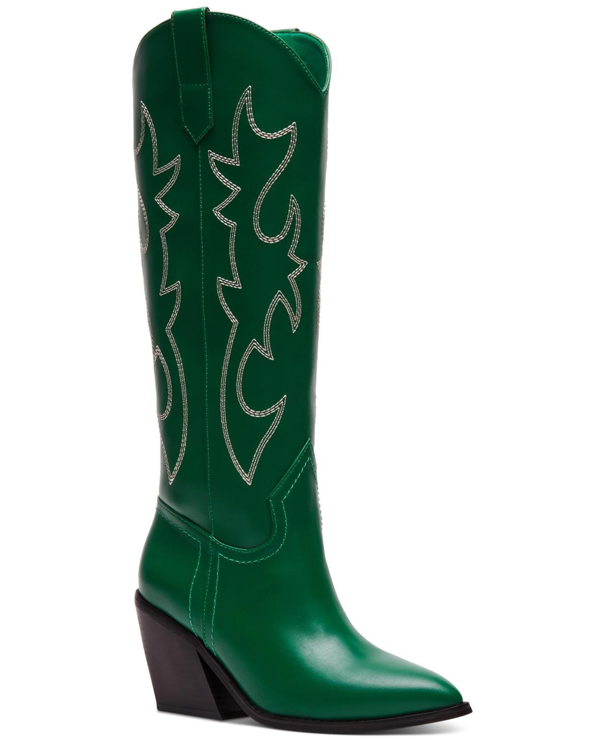 madden girl Arizona Womens Knee-High Western Boots Ivory Product Image