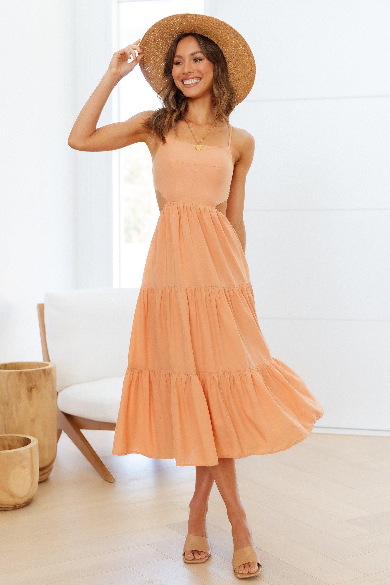 Boho Vibes Midi Dress Orange Product Image