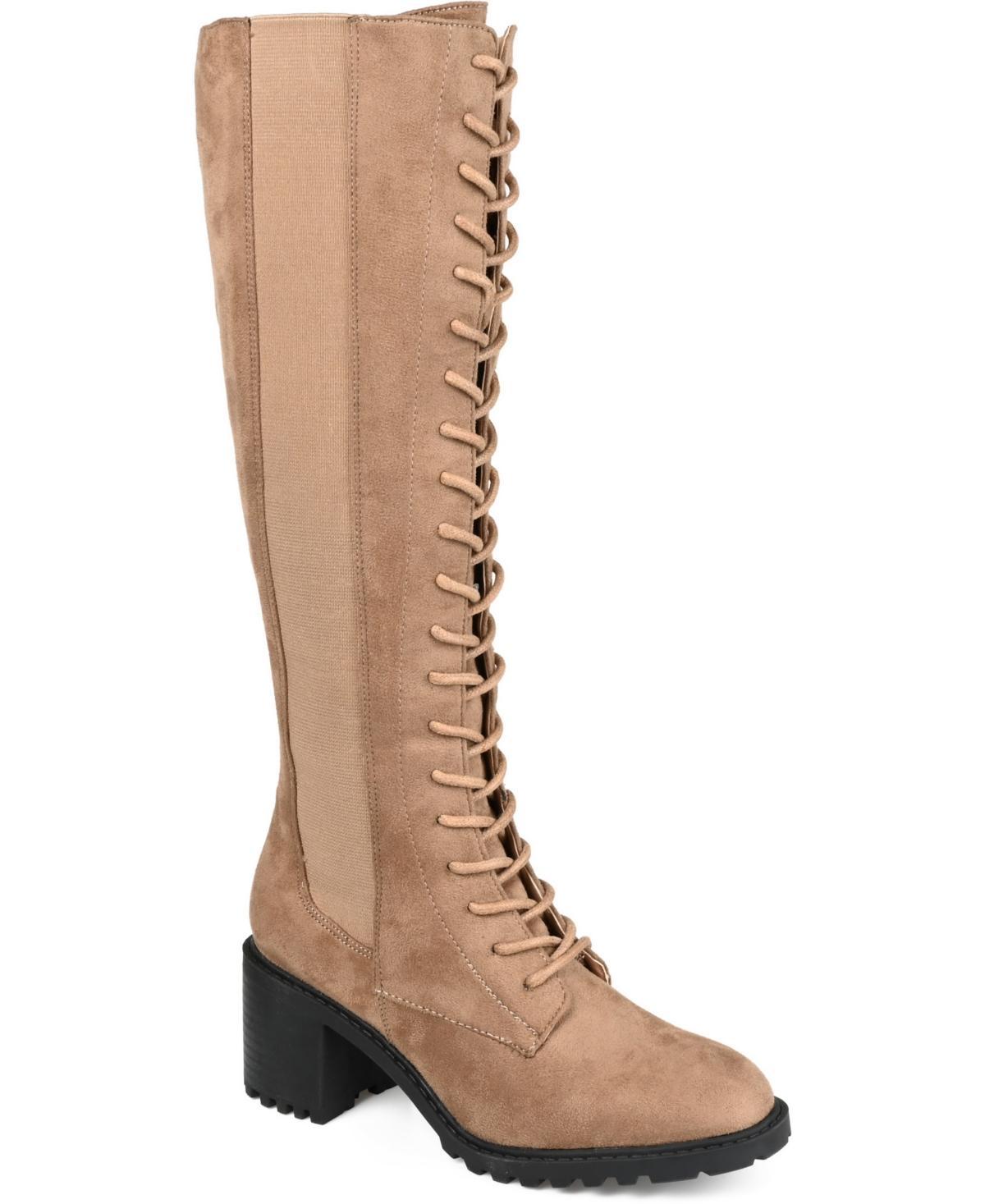Journee Jennica Womens Knee High Combat Boots Brown Product Image