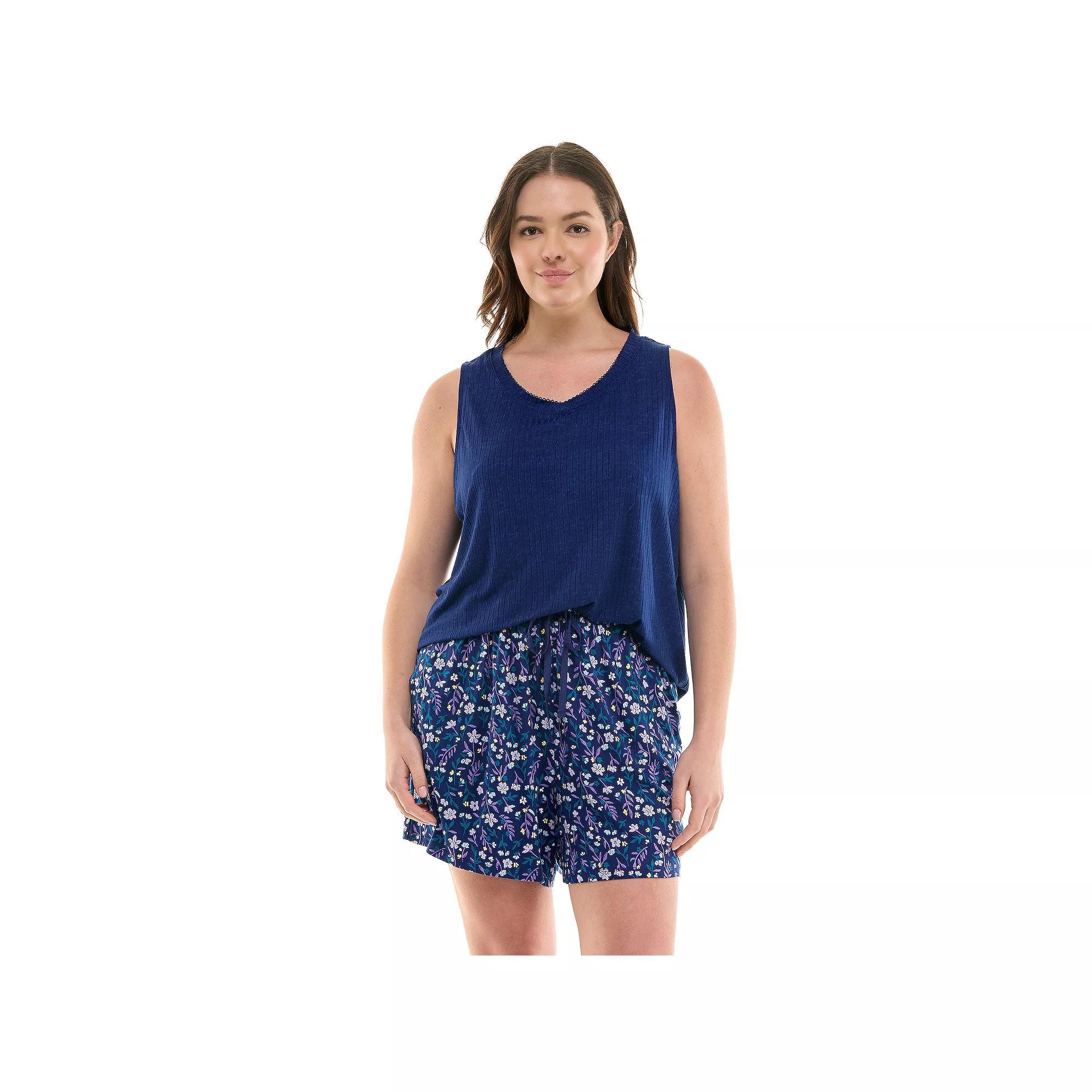 Women's Croft & Barrow® Lush Luxe 2-Piece Pajama Tank Top and Pajama Shorts Set, Size: 3XL, Duffy Ditsy Product Image