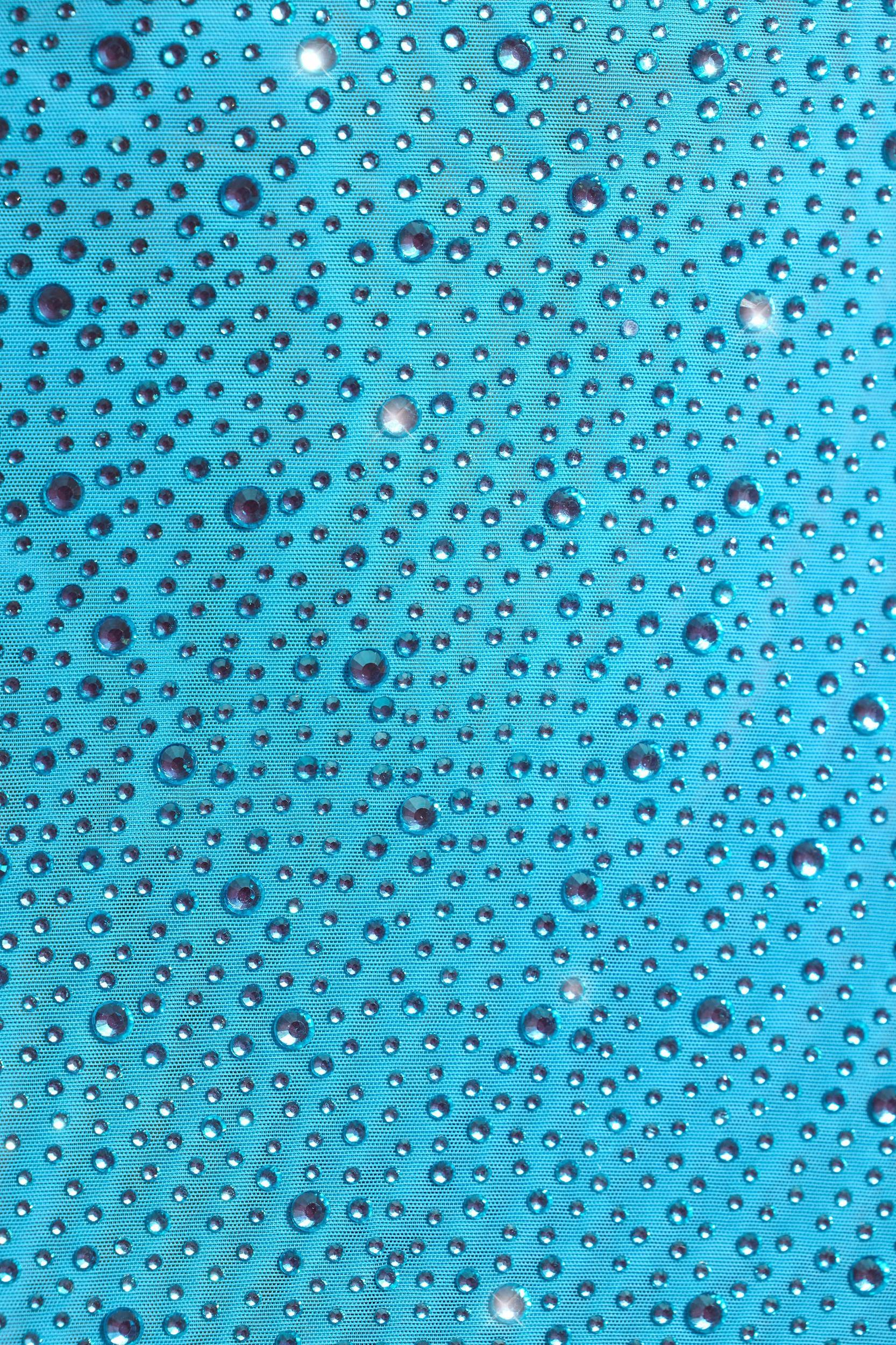 Embellished Square-Neck Top in Aqua Blue Product Image